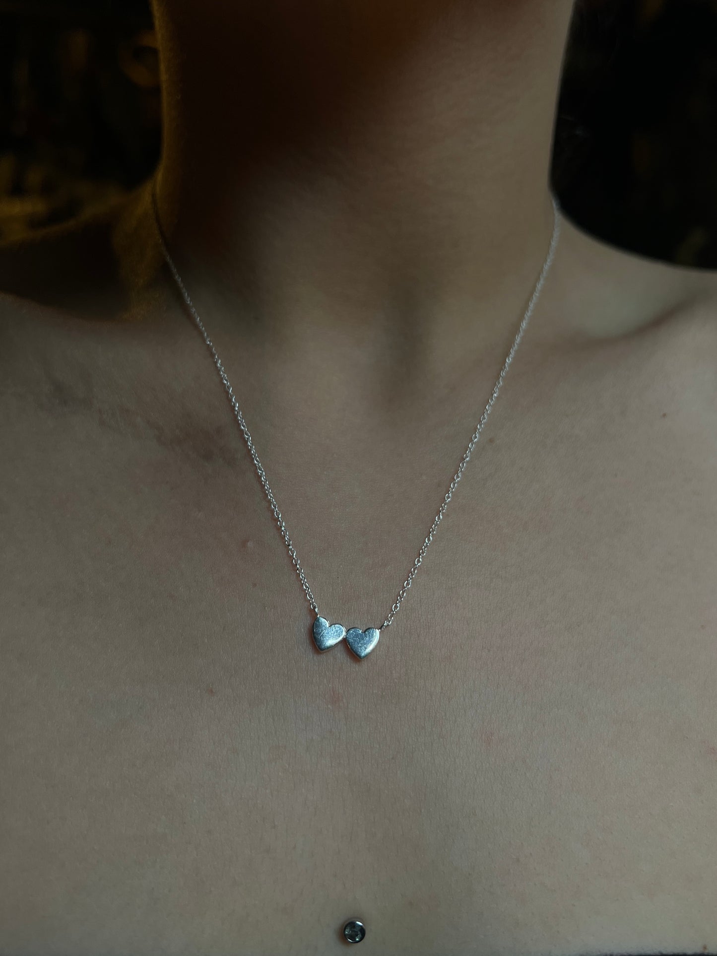 Double Heart Sterling Necklace