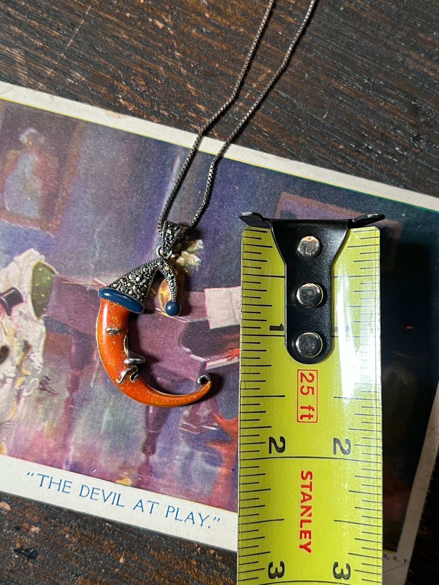 Vintage Silver & Marcasite "Man in the Moon" Necklace