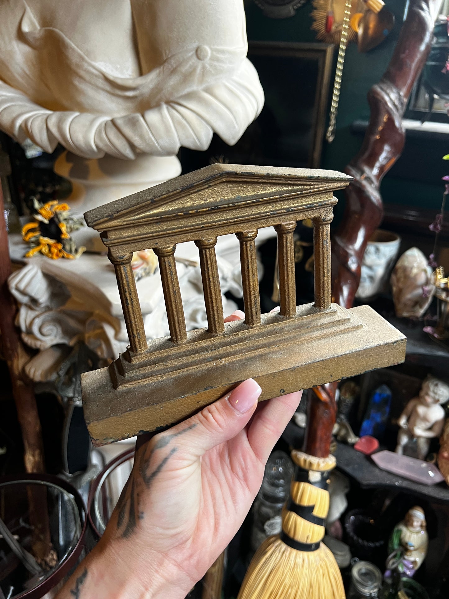 Greek Roman Column Cast Iron Bookend