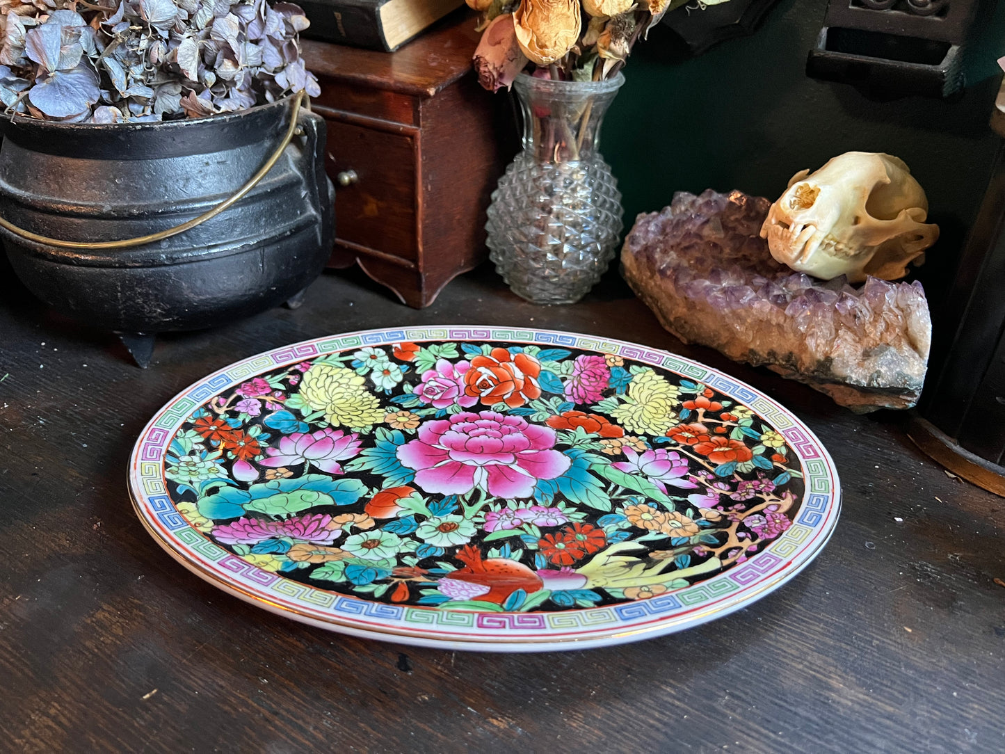 Chinese Mille Fleur Famille Rose Pattern Oval Plate