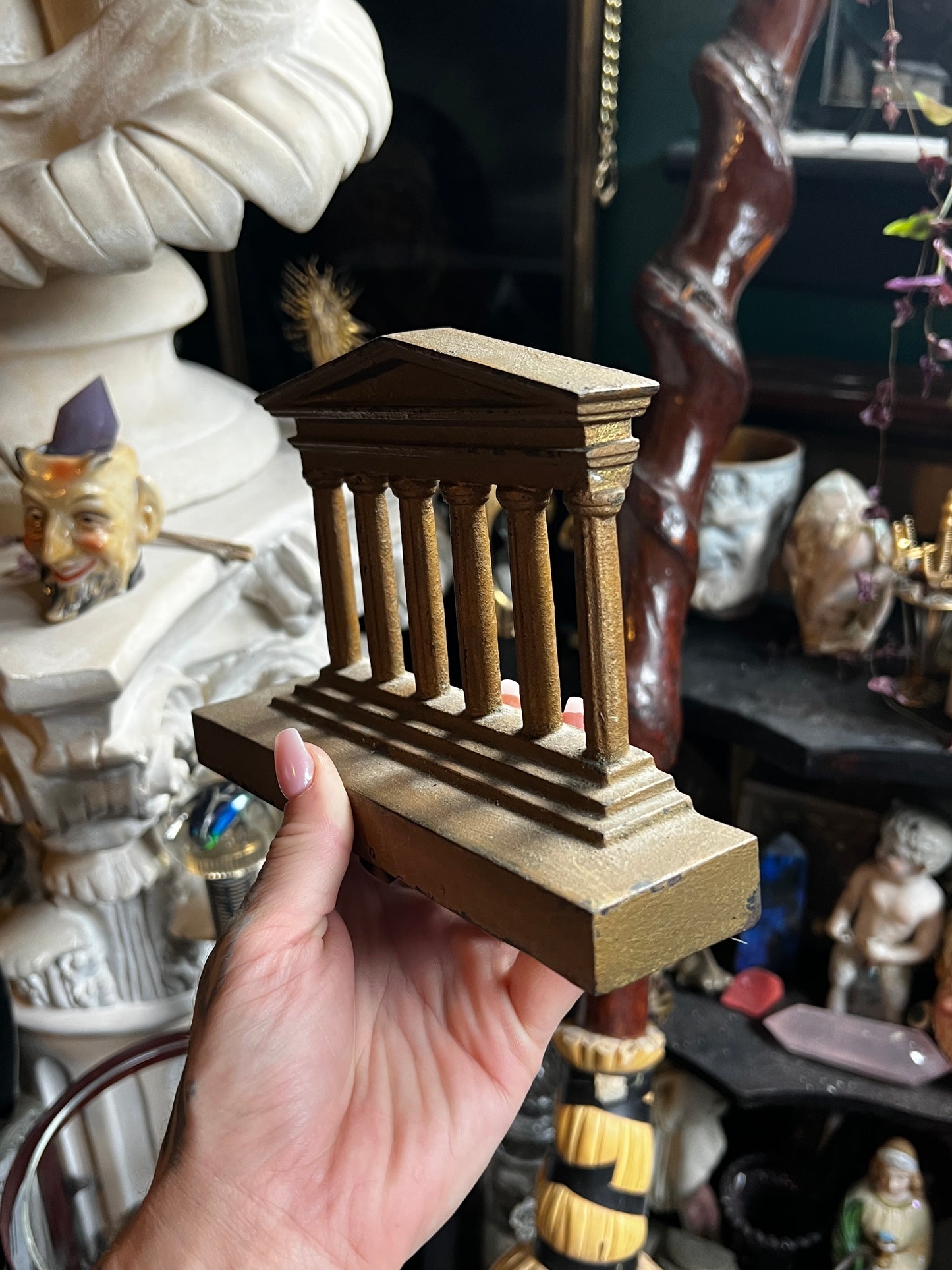 Greek Roman Column Cast Iron Bookend