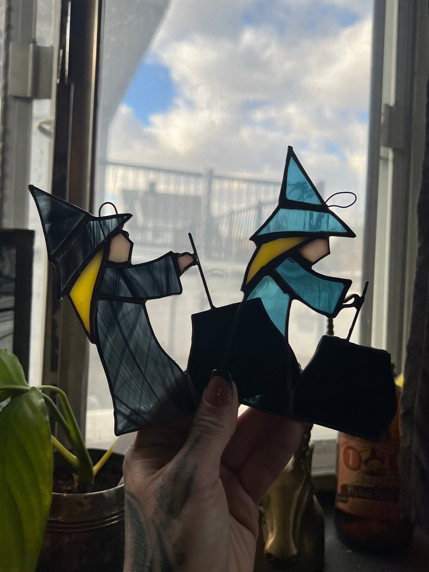 Stained Glass Witches W/ Cauldrons