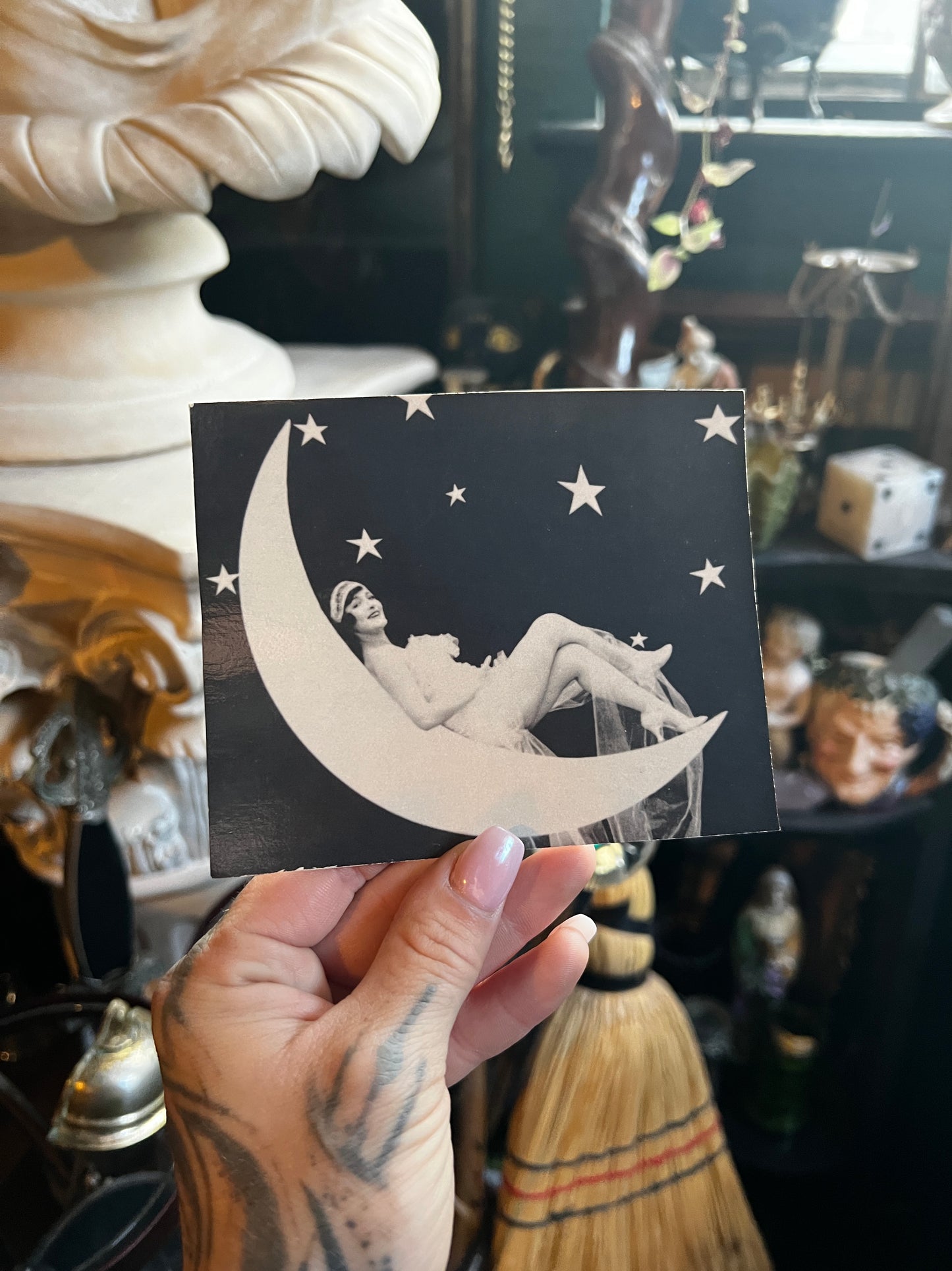 Lady on The Moon Postcard