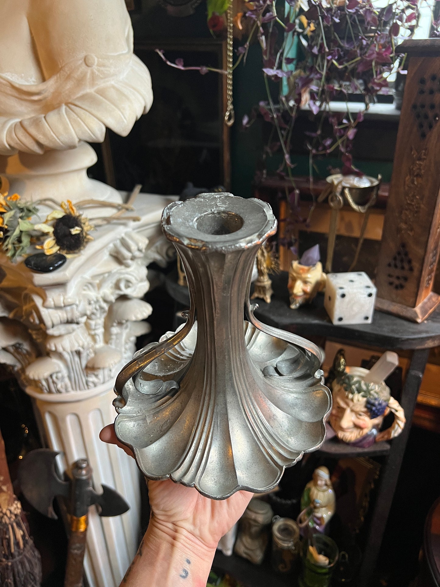 Quadruple Plated Antique Art Nouveau Candle Holder