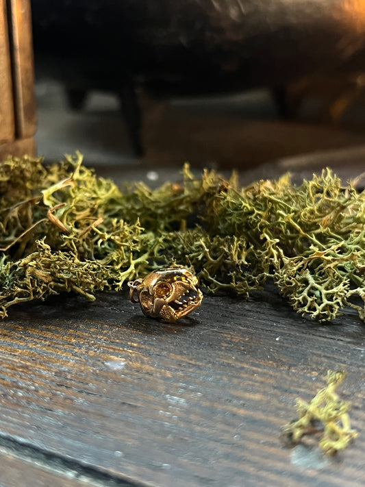 Bronze Cat Skull Charm