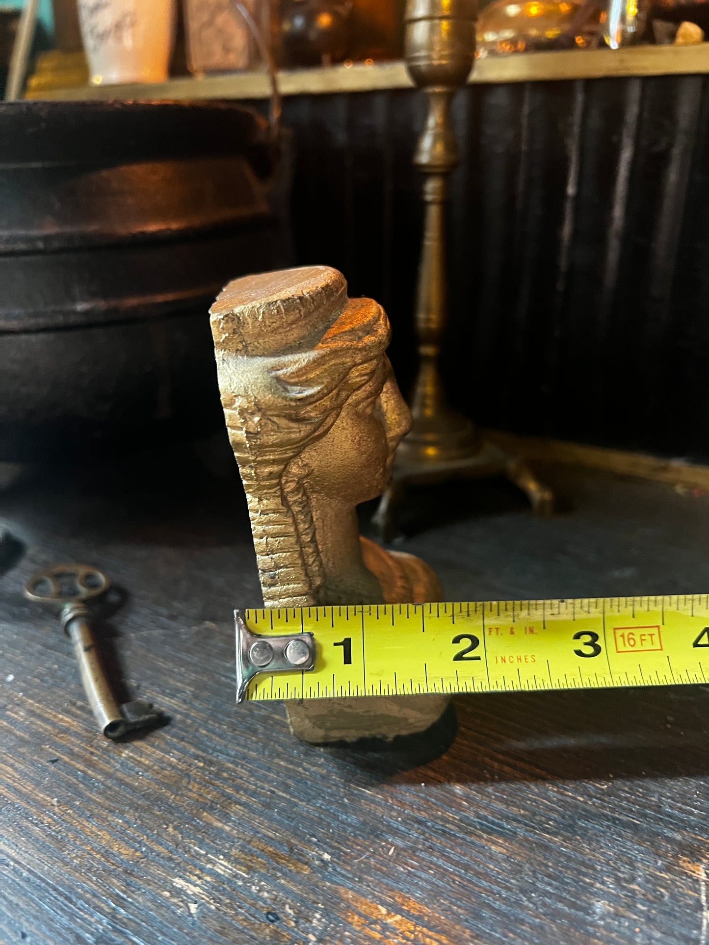 Antique Bronze Egyptian Head Caryatid