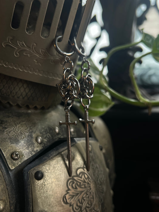 The Knights Swords Chainmail Earrings
