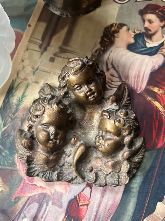 Triple Putti Brass Wall Decor