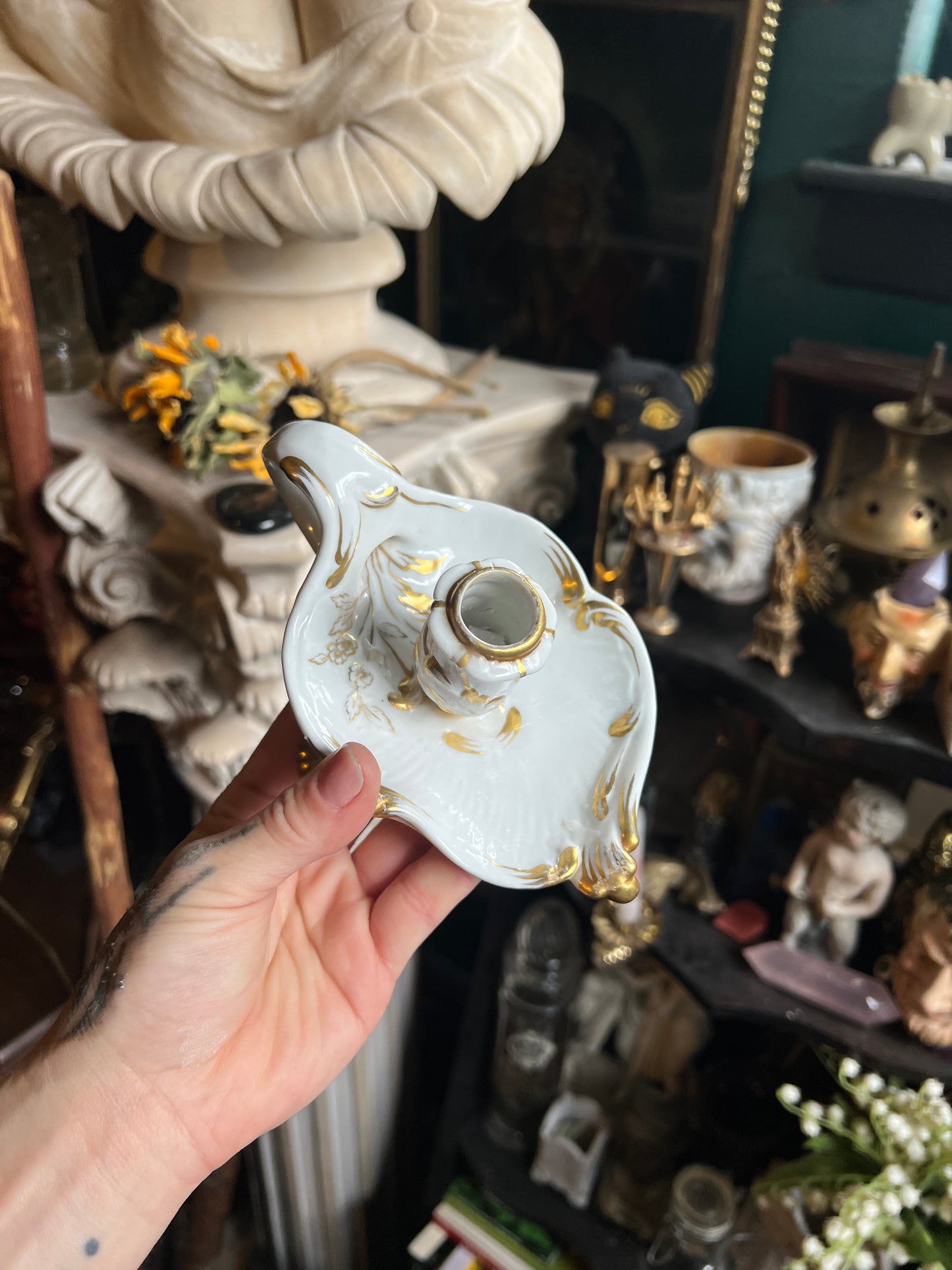 Italian Porcelain Candlestick Holder