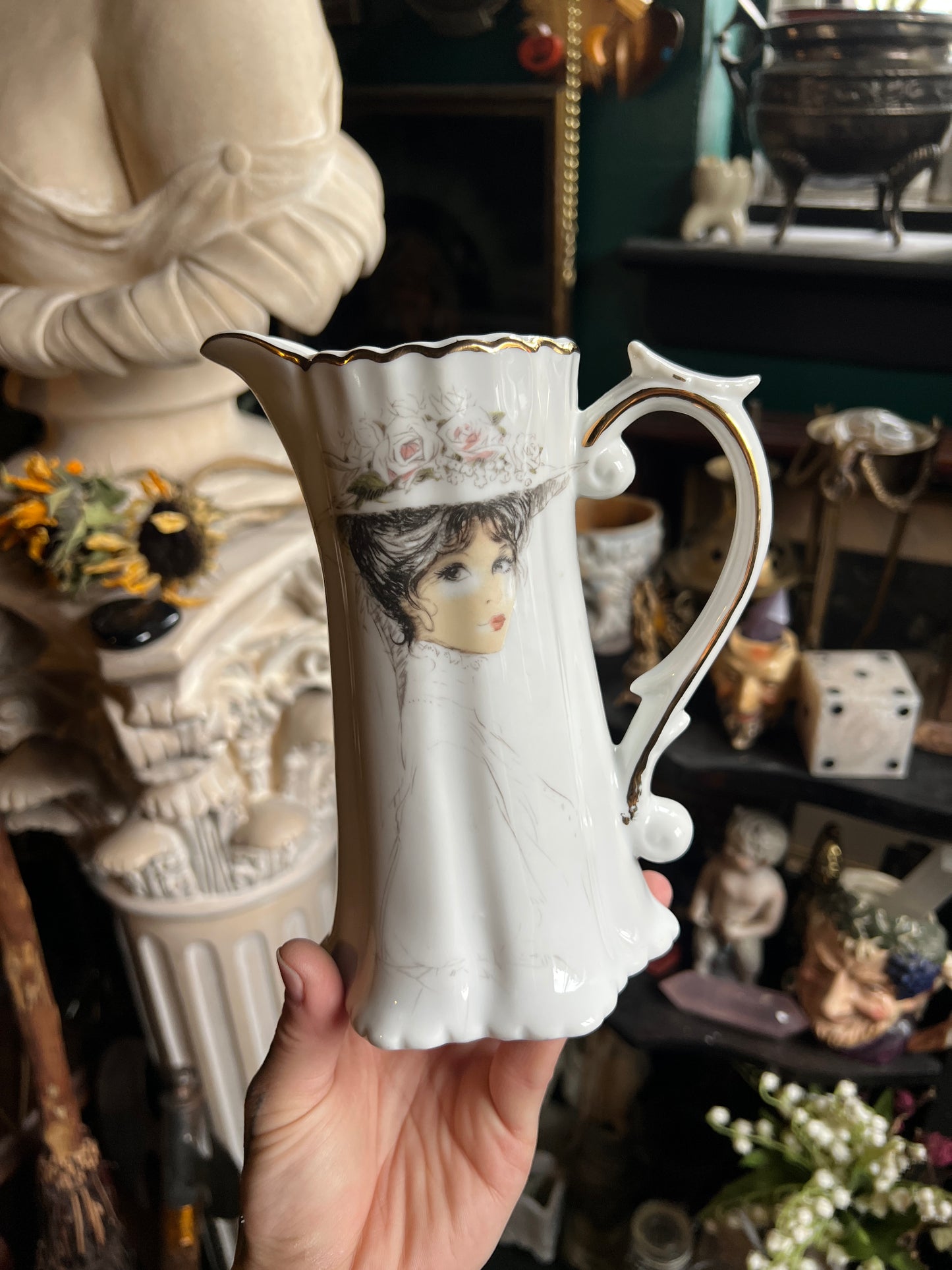 Victorian Lady Porcelain Pitcher