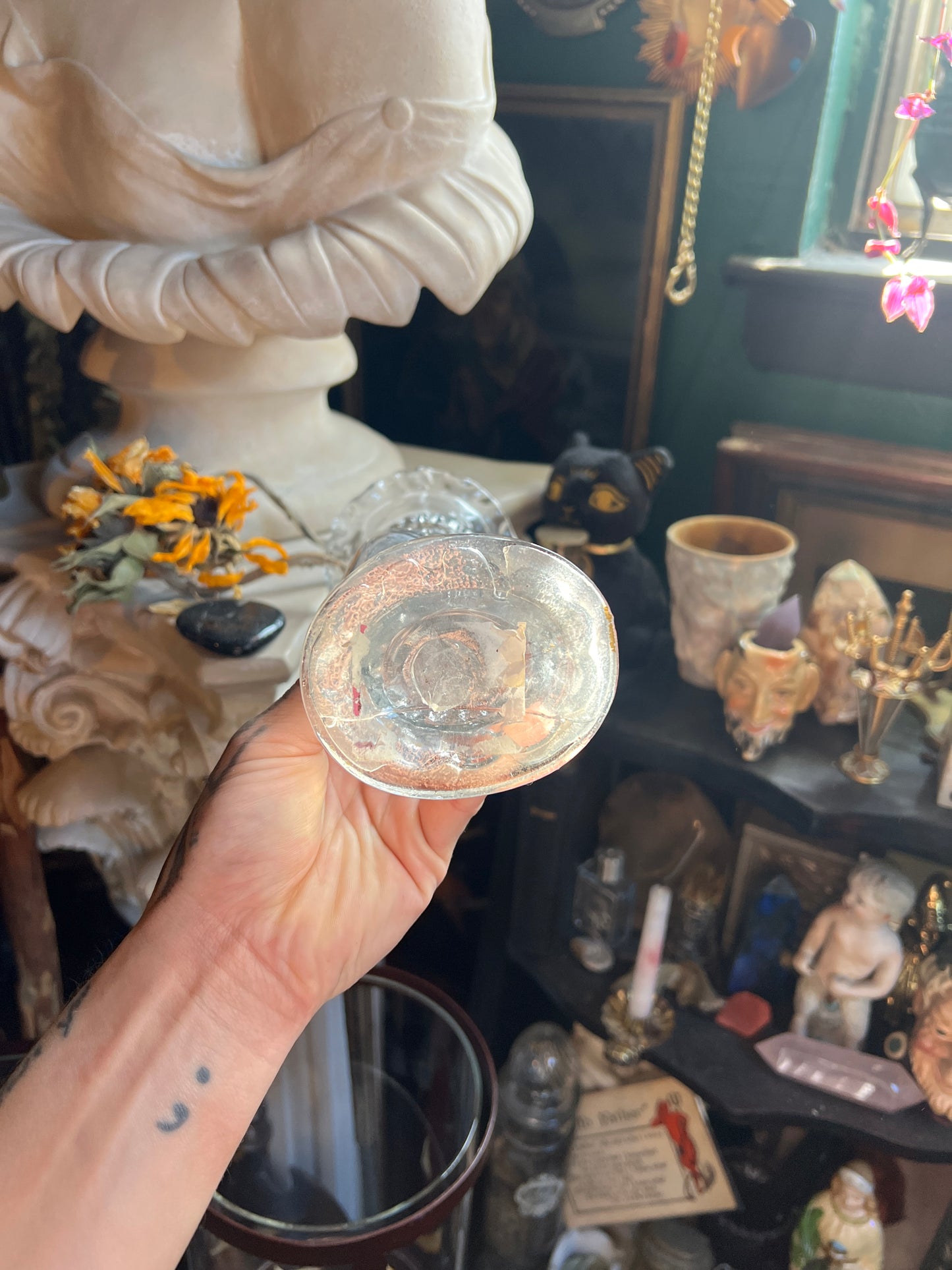 Antique Pressed Glass Hand Vase