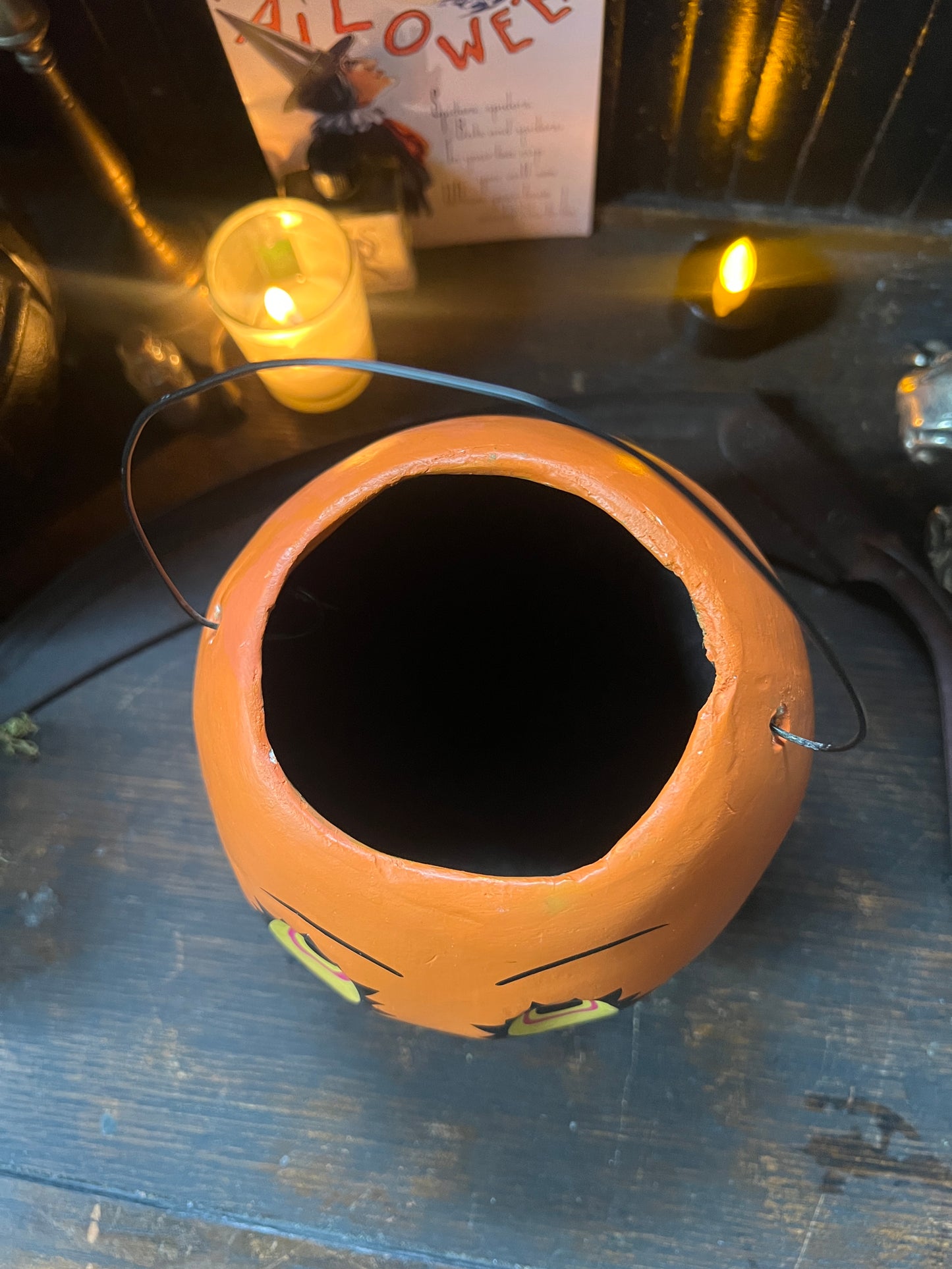 Paper Mache Pumpkin Pail