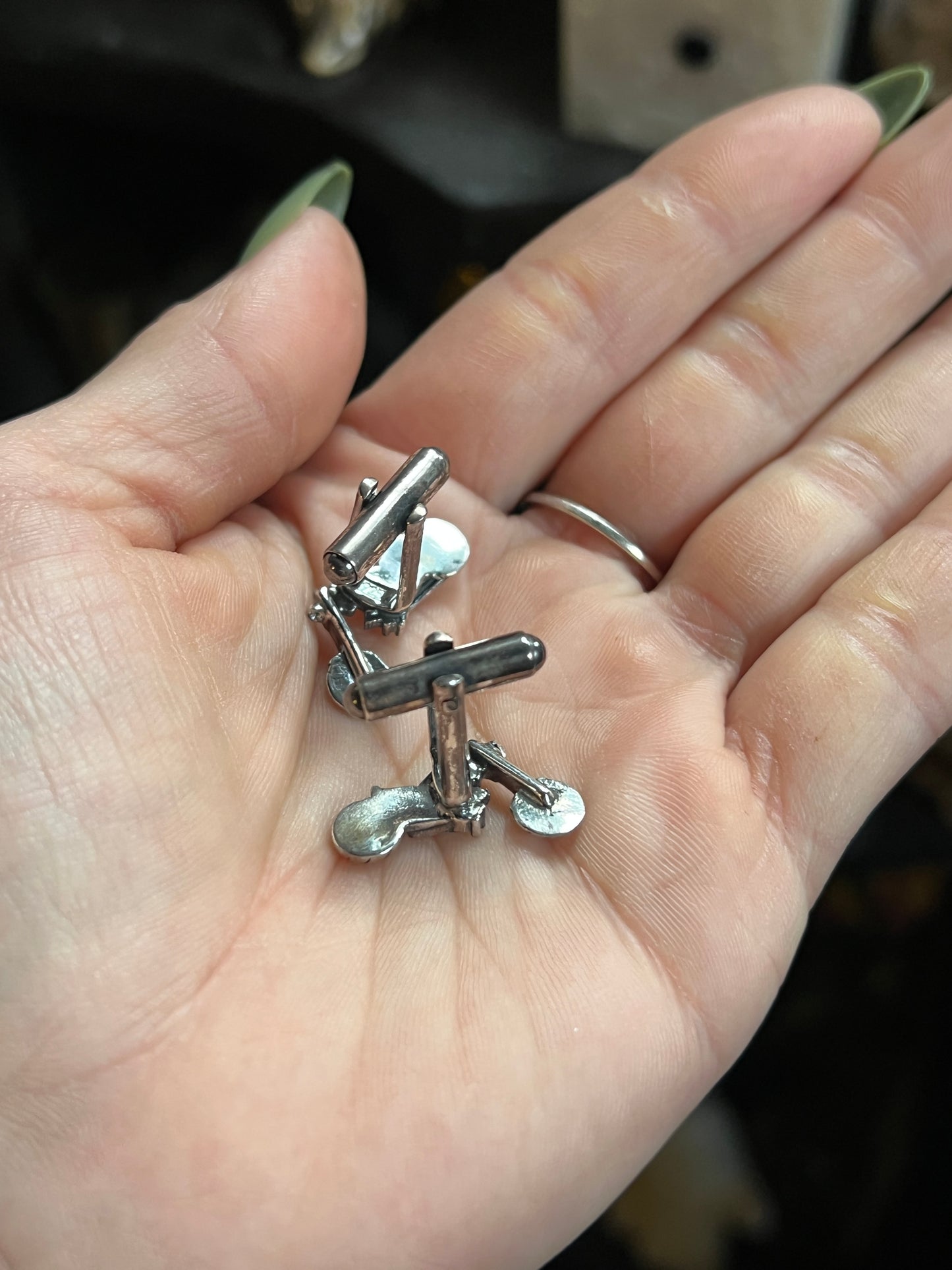 Sterling Silver Baltic Amber Motorcycle Cufflinks