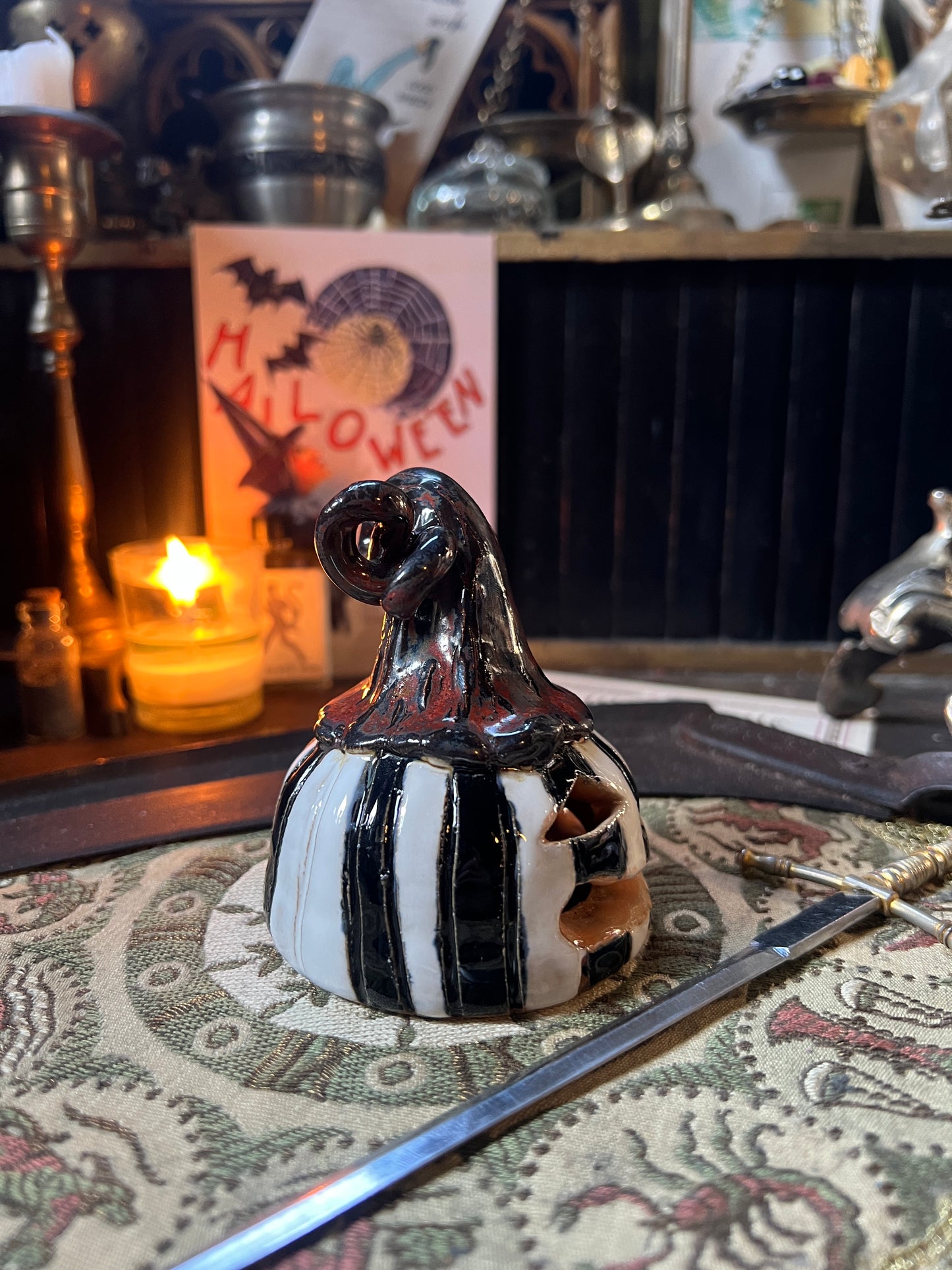 Hand Made Ceramic Pumpkin Tea-light Holder