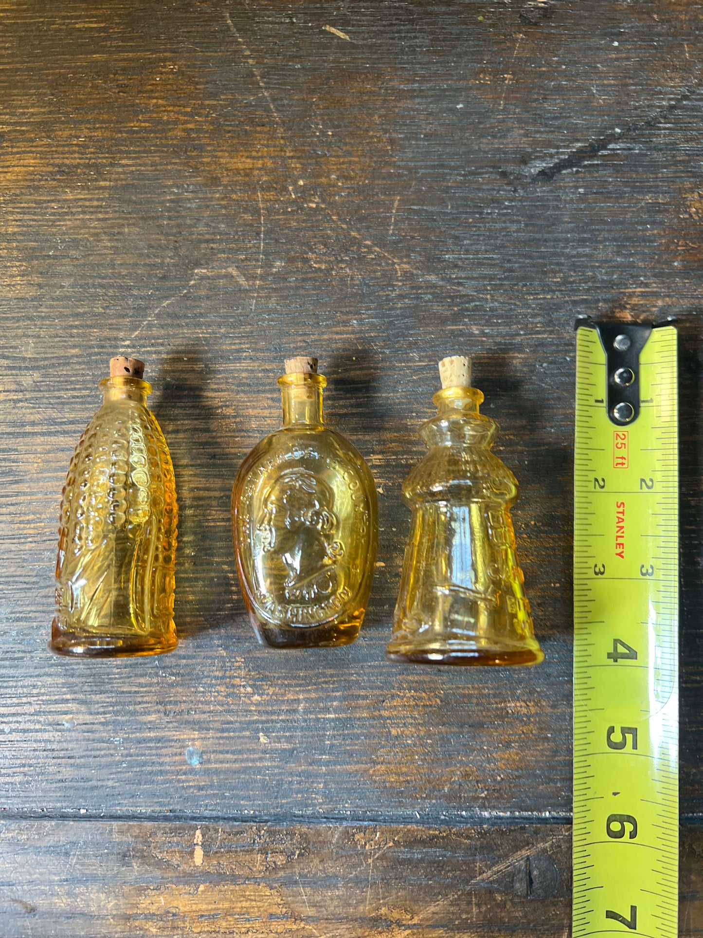 Miniature Wheaton Yellow Glass Bottles