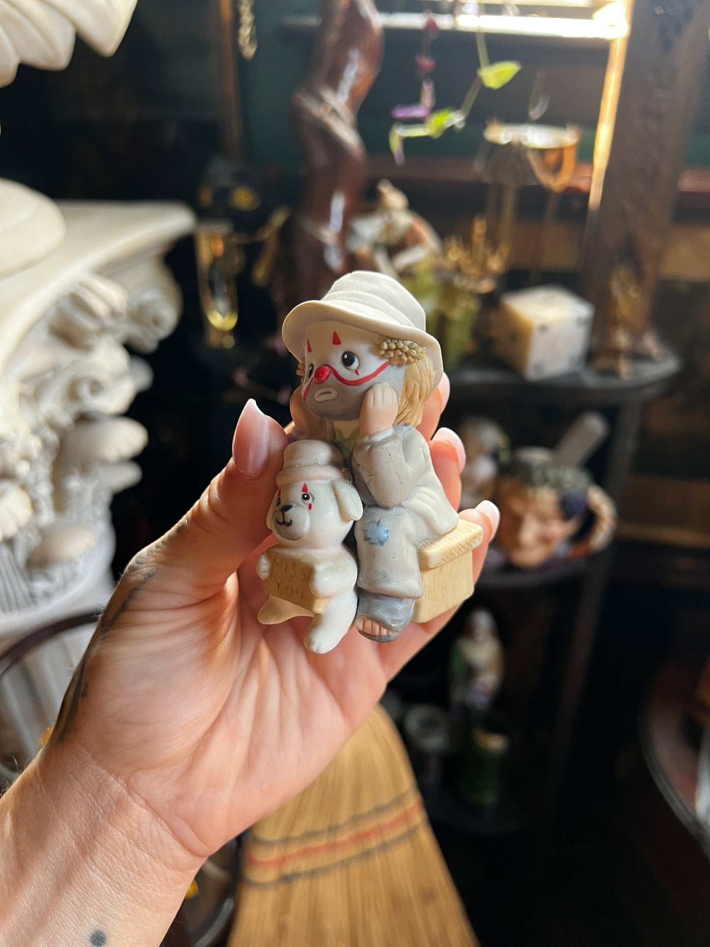 Enesco Hobo Clown Puppy Dog Miss You Porcelain Figurine