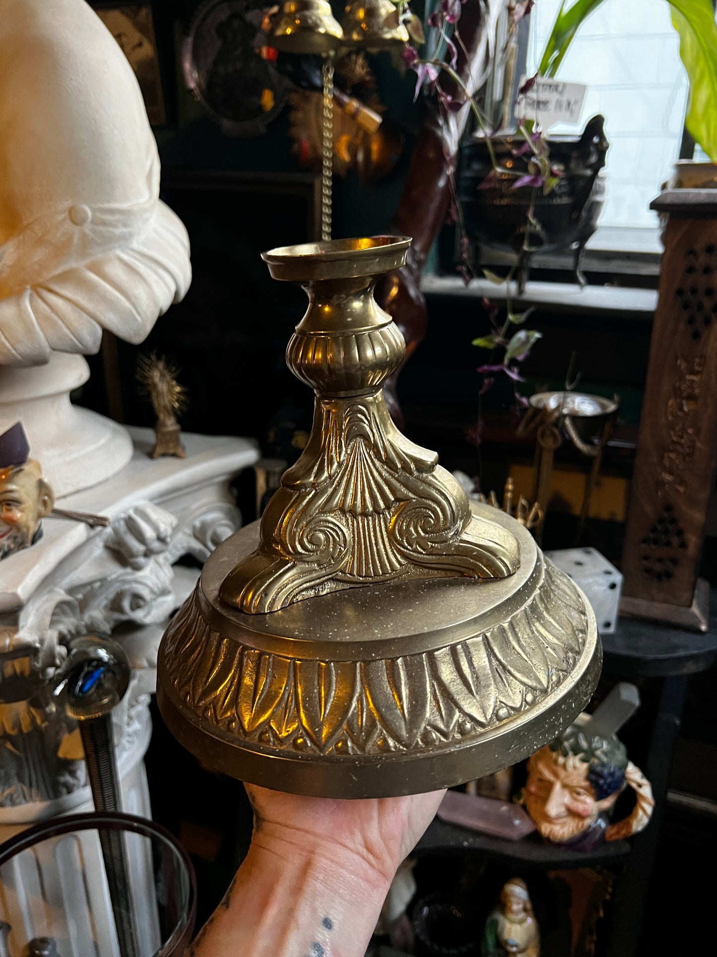 Hollywood Regency Brass Candlestick Holder