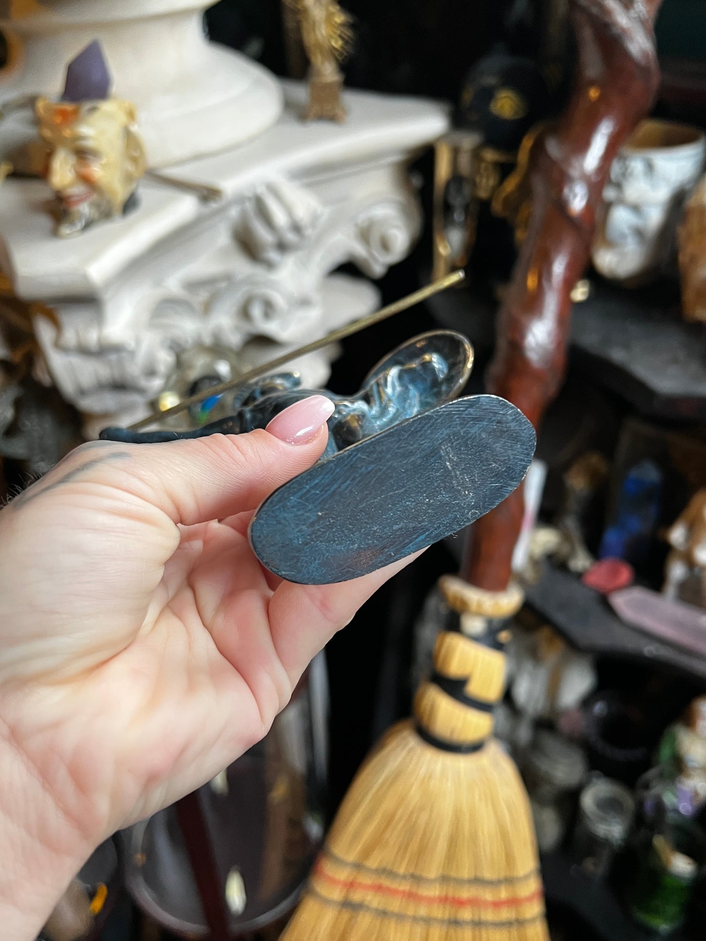 Vintage Brass Warrior Figurine with Spear & Shield