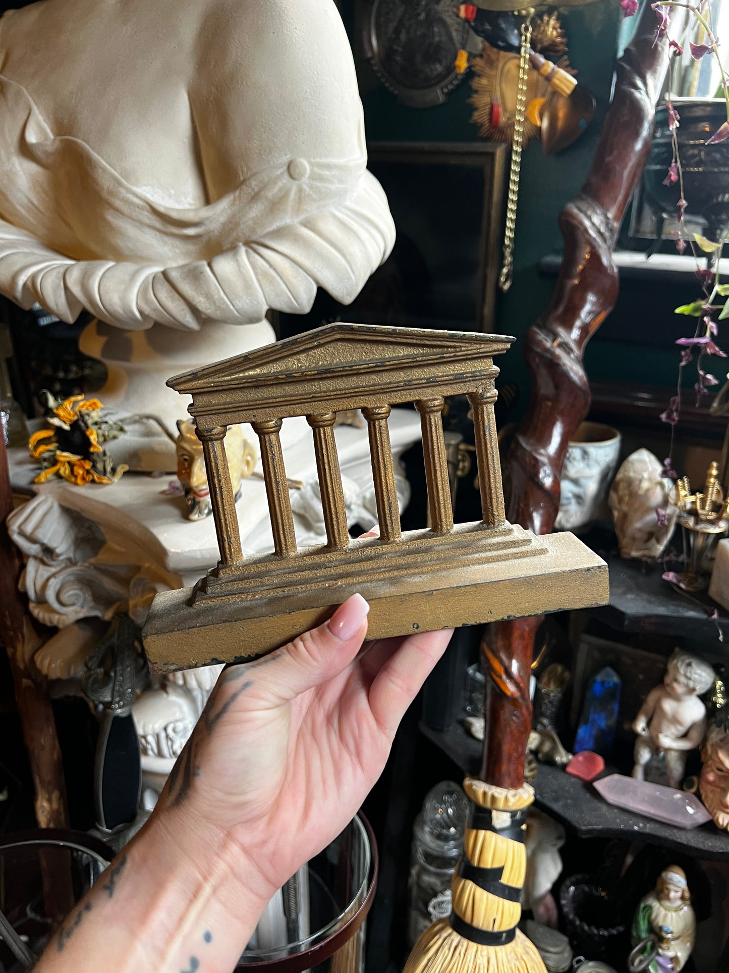 Greek Roman Column Cast Iron Bookend