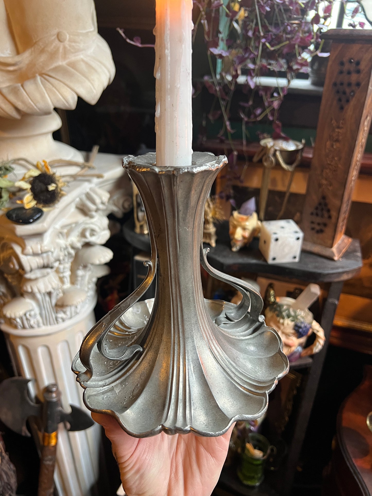 Quadruple Plated Antique Art Nouveau Candle Holder