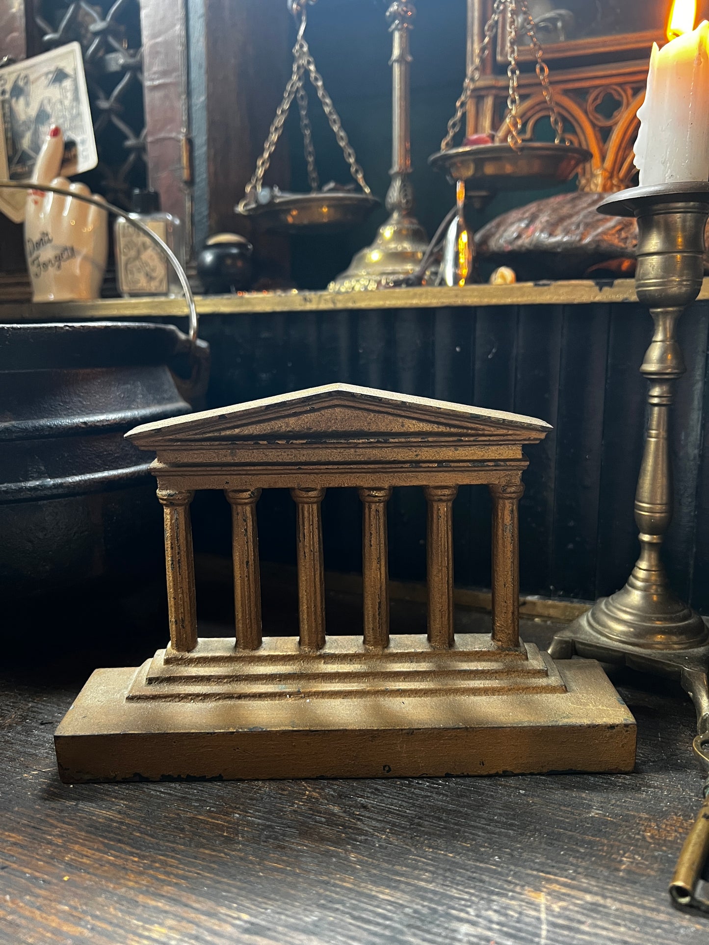 Greek Roman Column Cast Iron Bookend