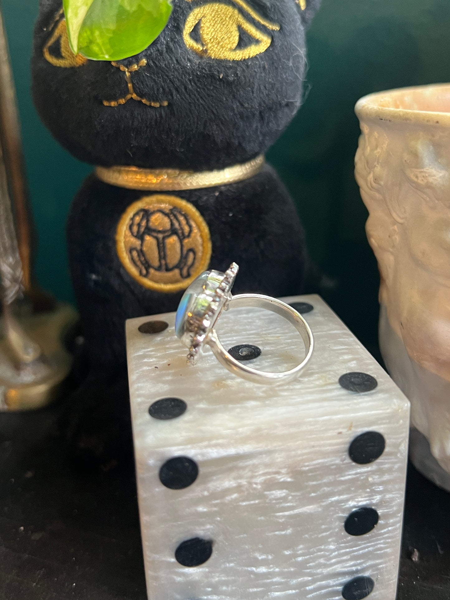 Sterling Silver Aurora Opal Heart Ring