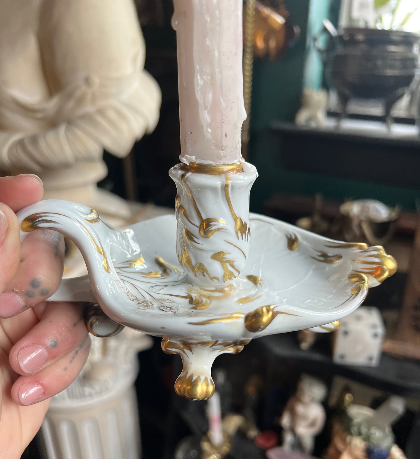 Italian Porcelain Candlestick Holder