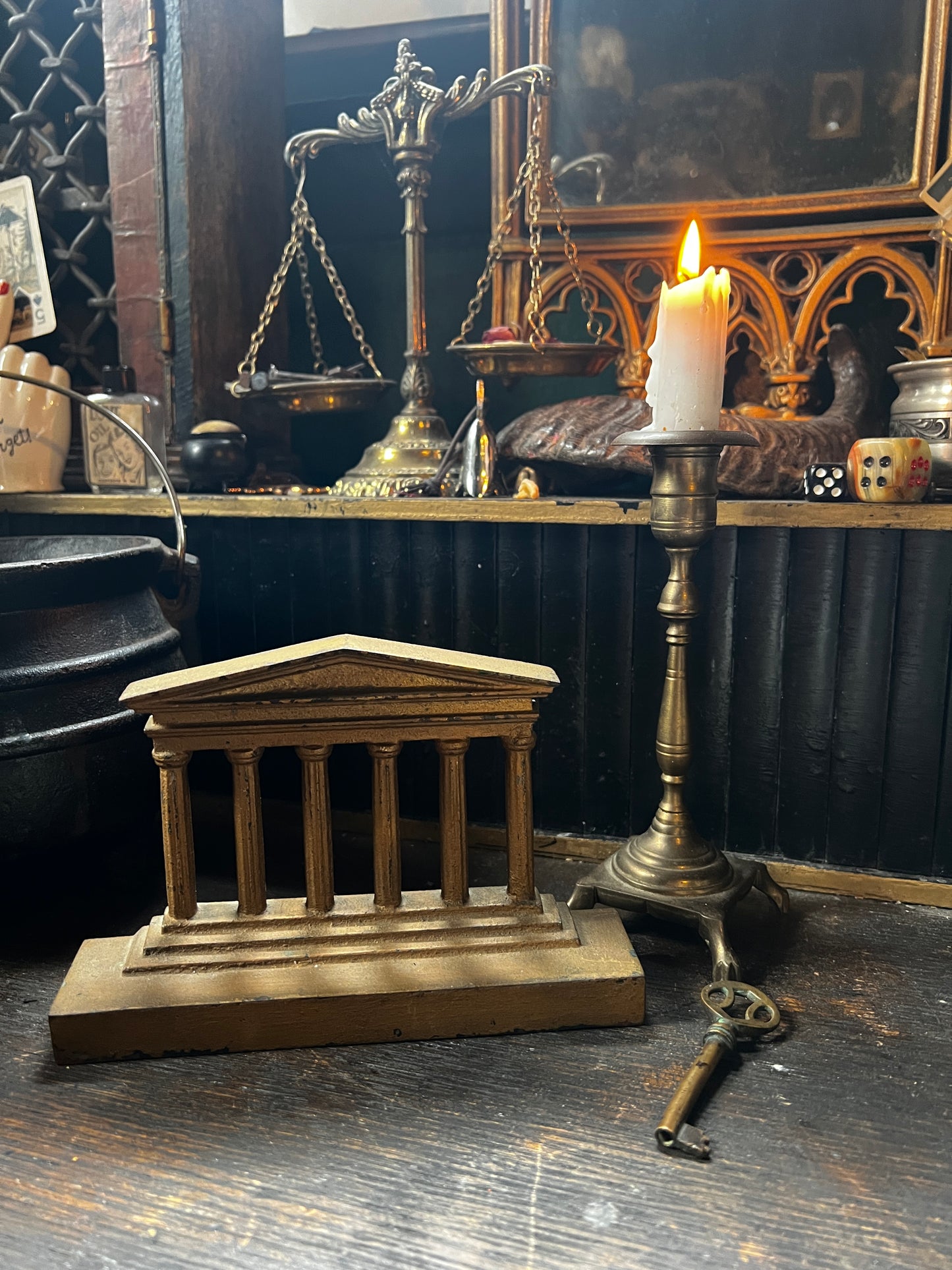 Greek Roman Column Cast Iron Bookend
