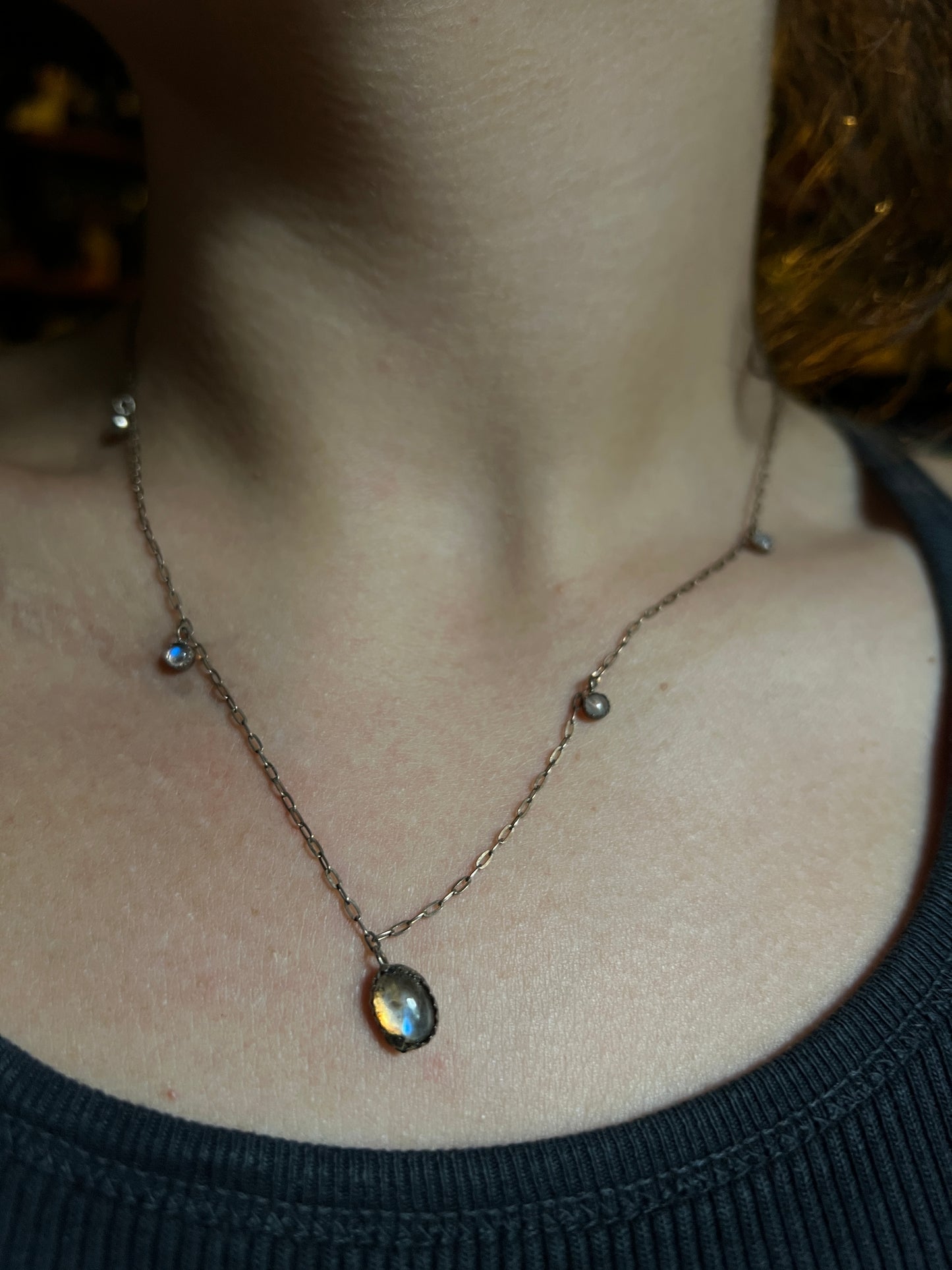Moonstone Sterling Raindrop Necklace