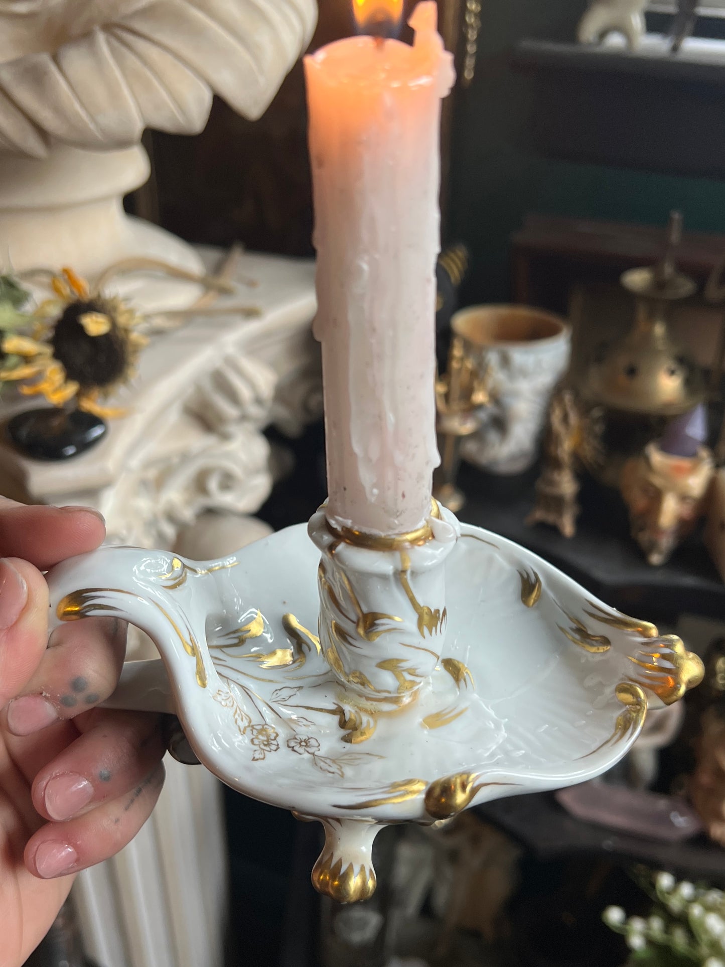 Italian Porcelain Candlestick Holder