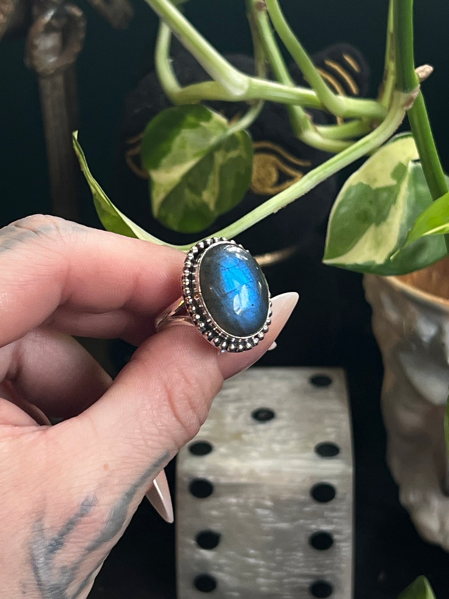 Sterling Oval Labradorite Ring