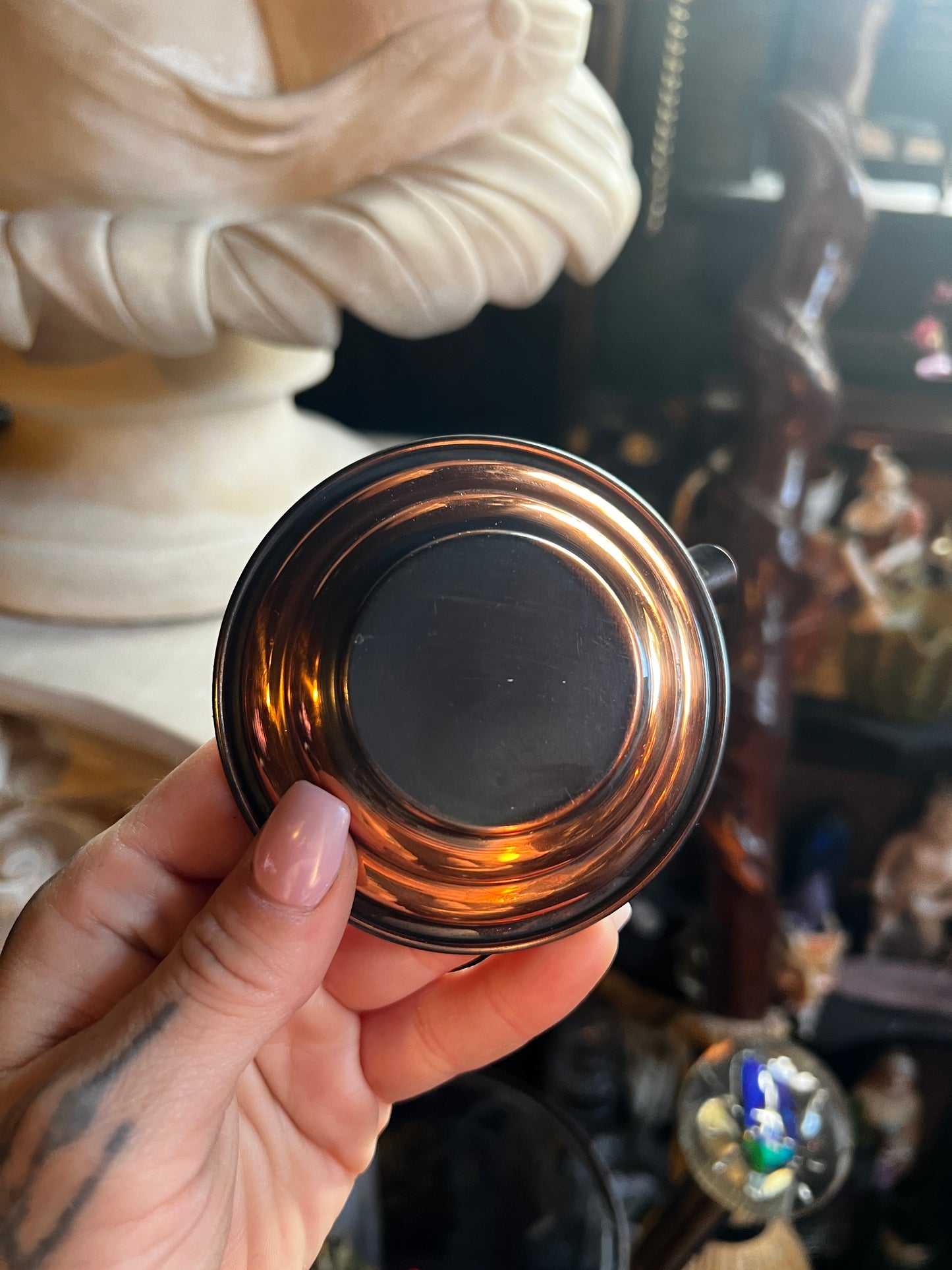 Embroidered Flower Copper Ashtray