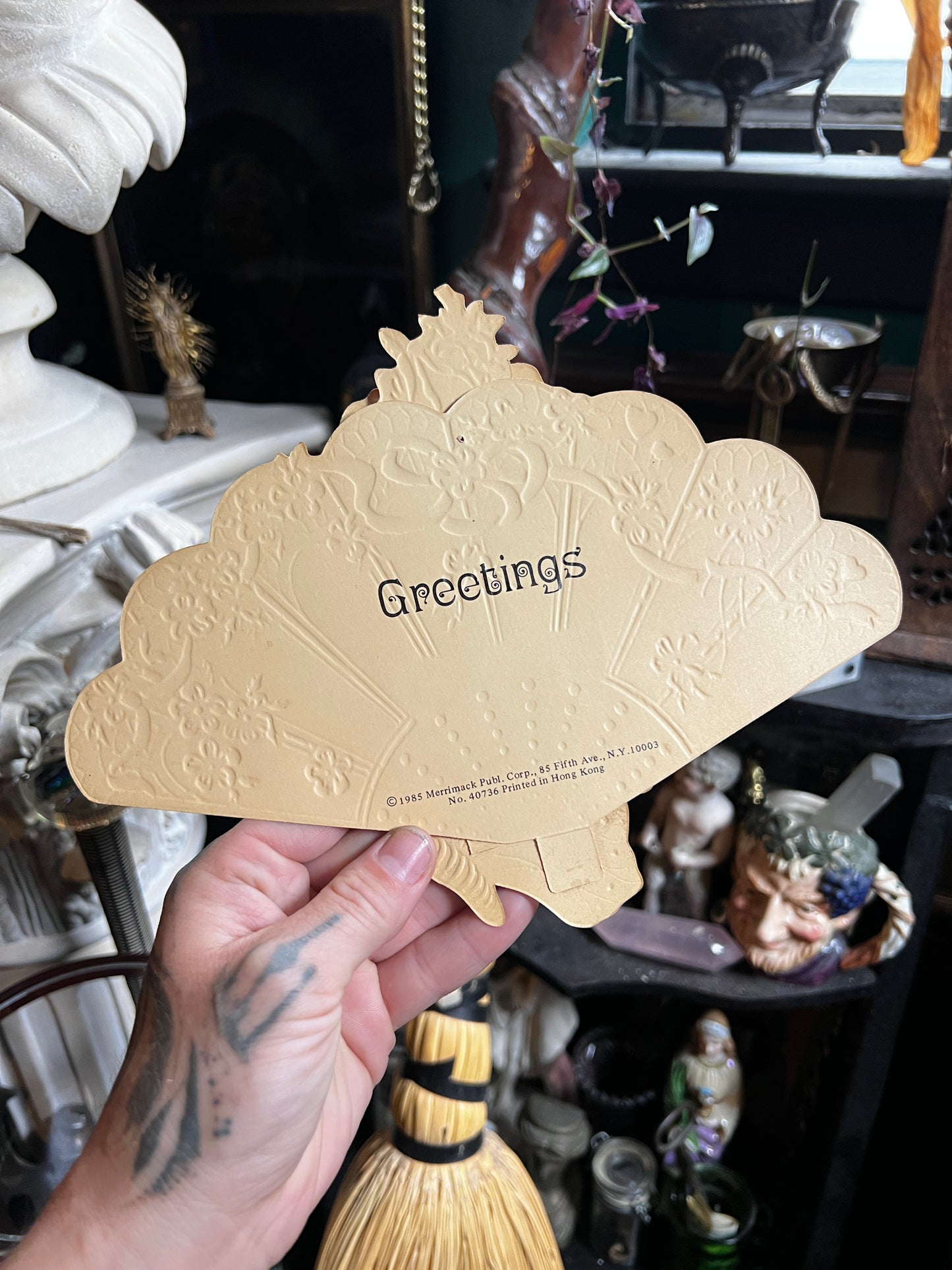 Vintage Victorian Fan Pop-Up Post Card