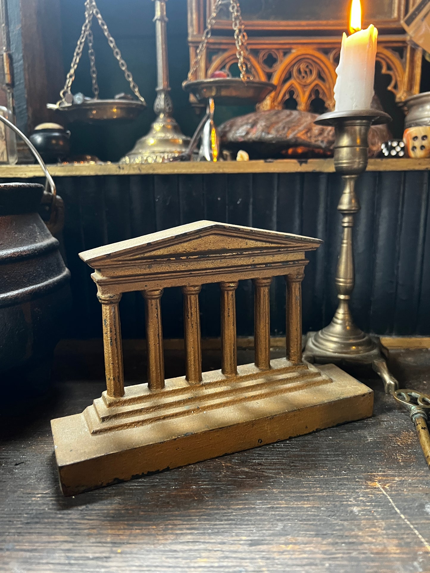 Greek Roman Column Cast Iron Bookend