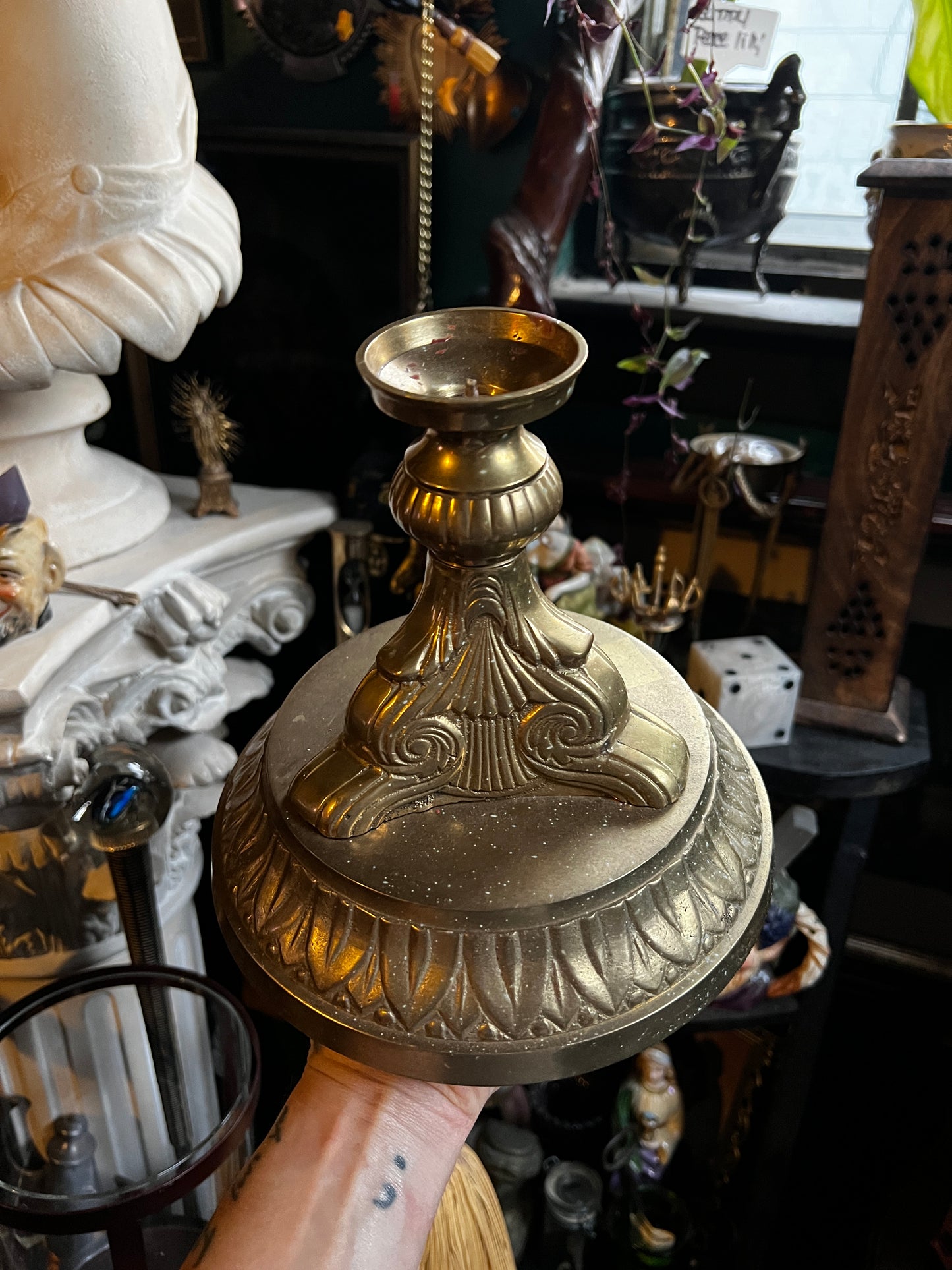 Hollywood Regency Brass Candlestick Holder