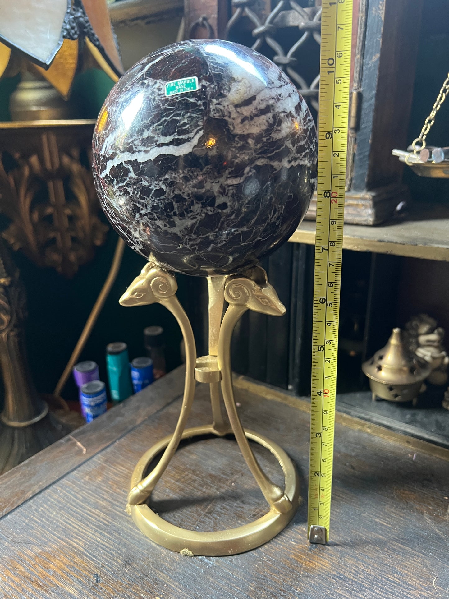 Italian Marble Sphere Goat Head Stand