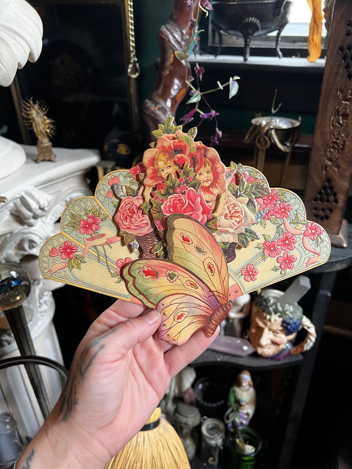 Vintage Victorian Fan Pop-Up Post Card
