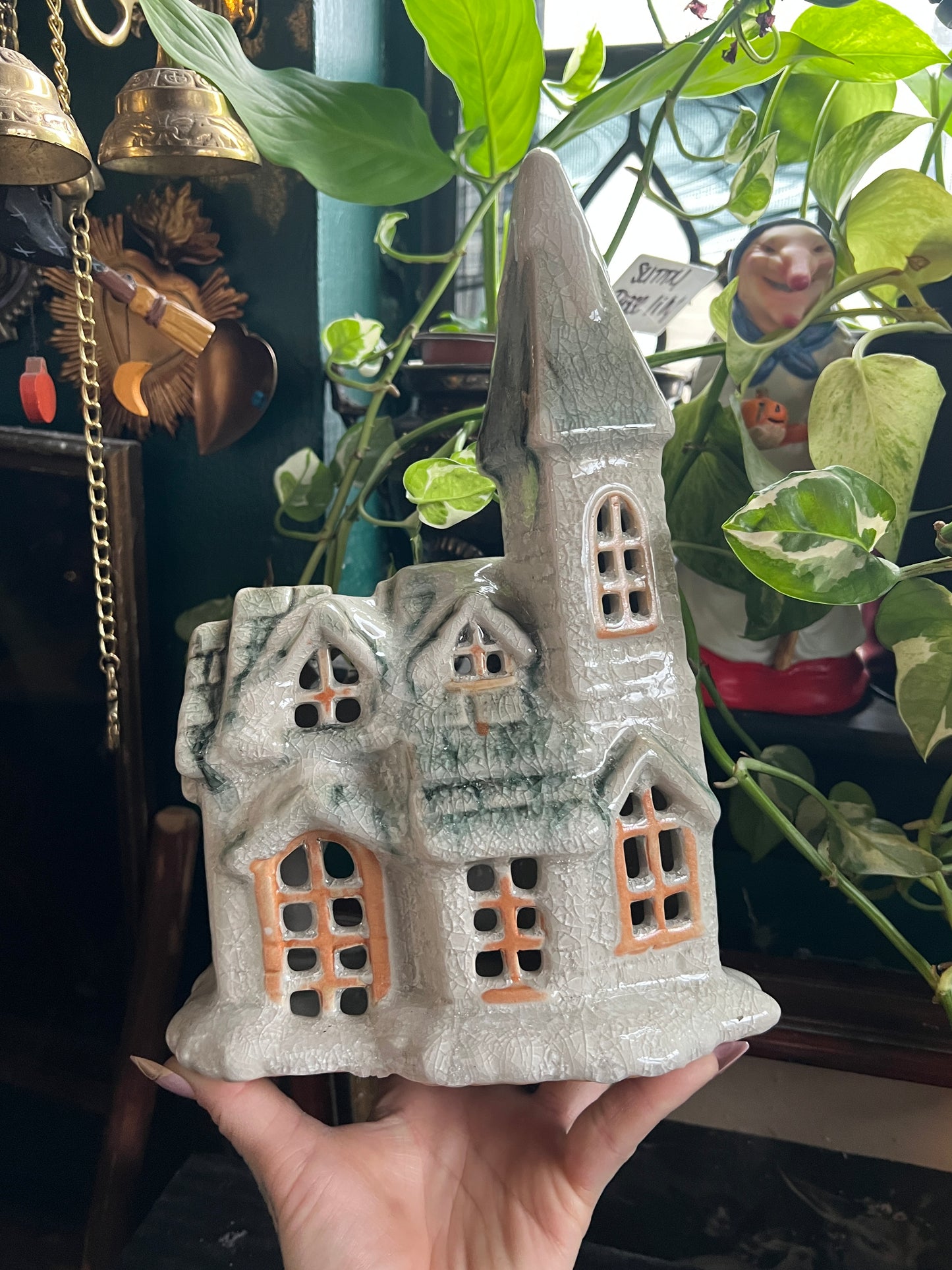 Ceramic Village Church Tea Light Holder