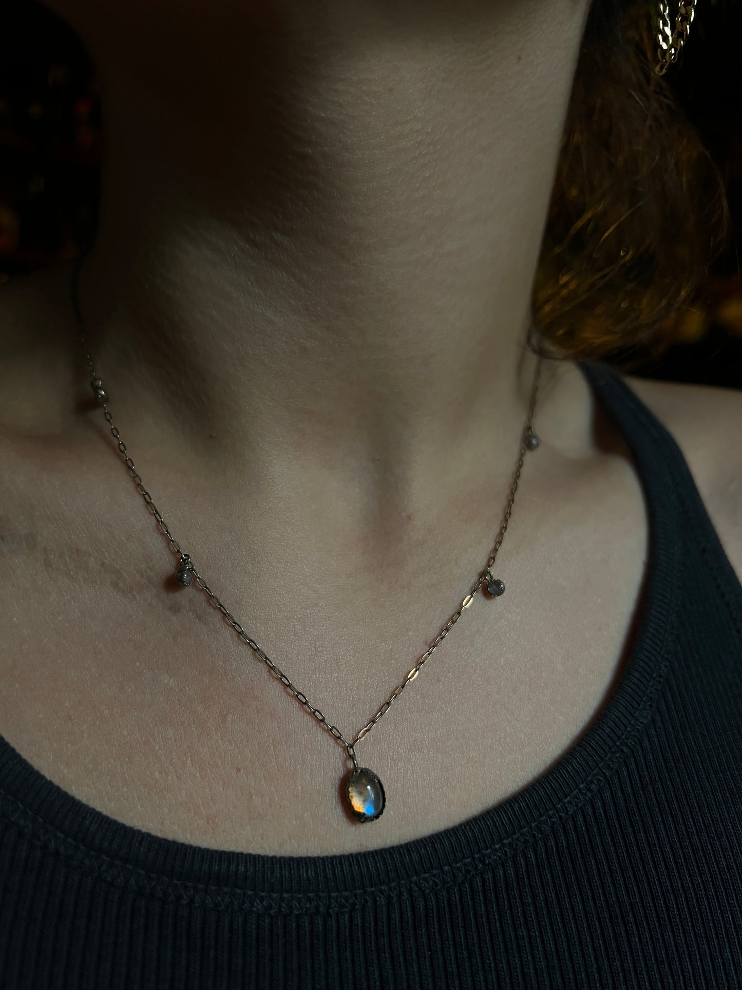 Moonstone Sterling Raindrop Necklace