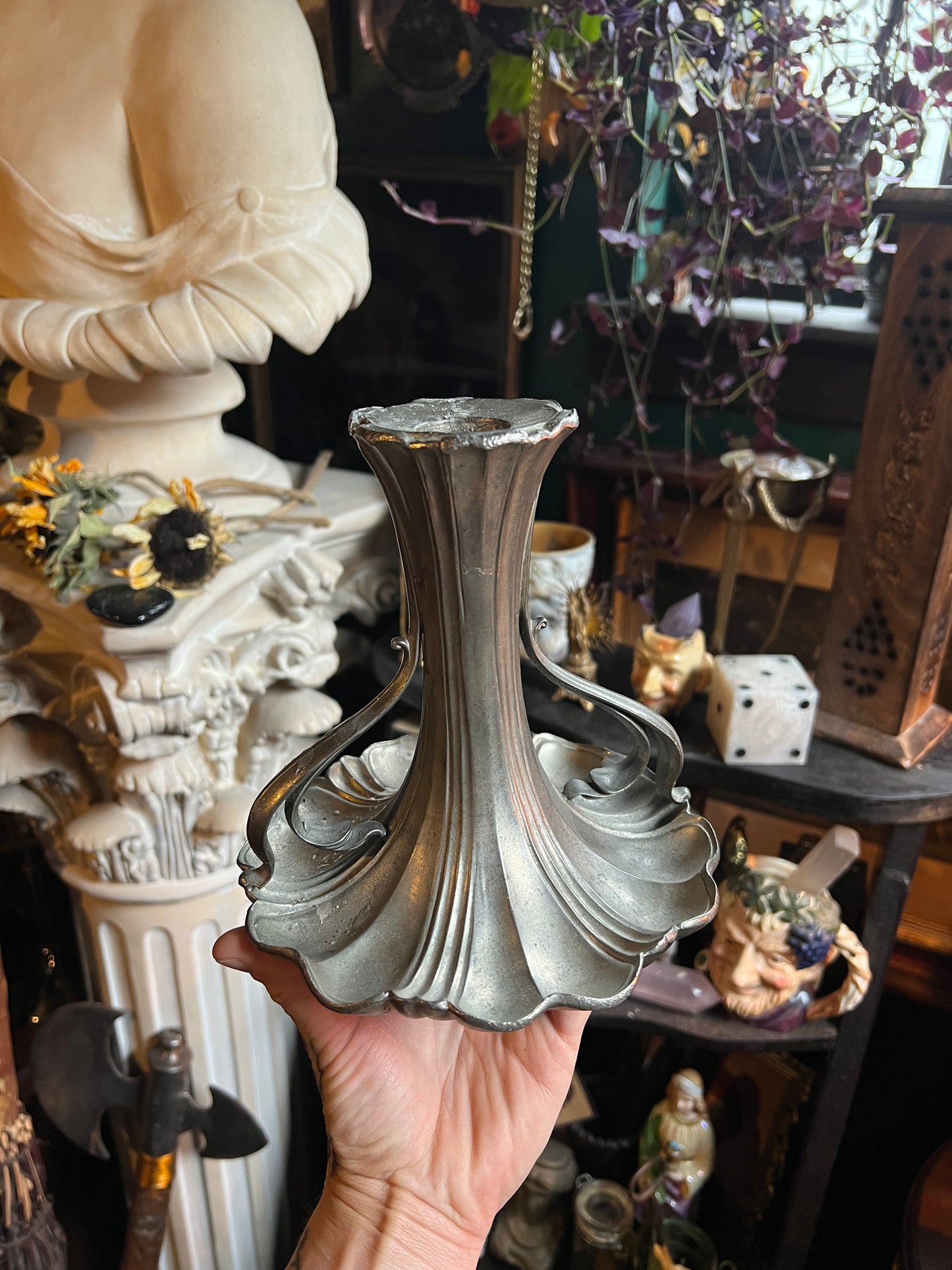 Quadruple Plated Antique Art Nouveau Candle Holder