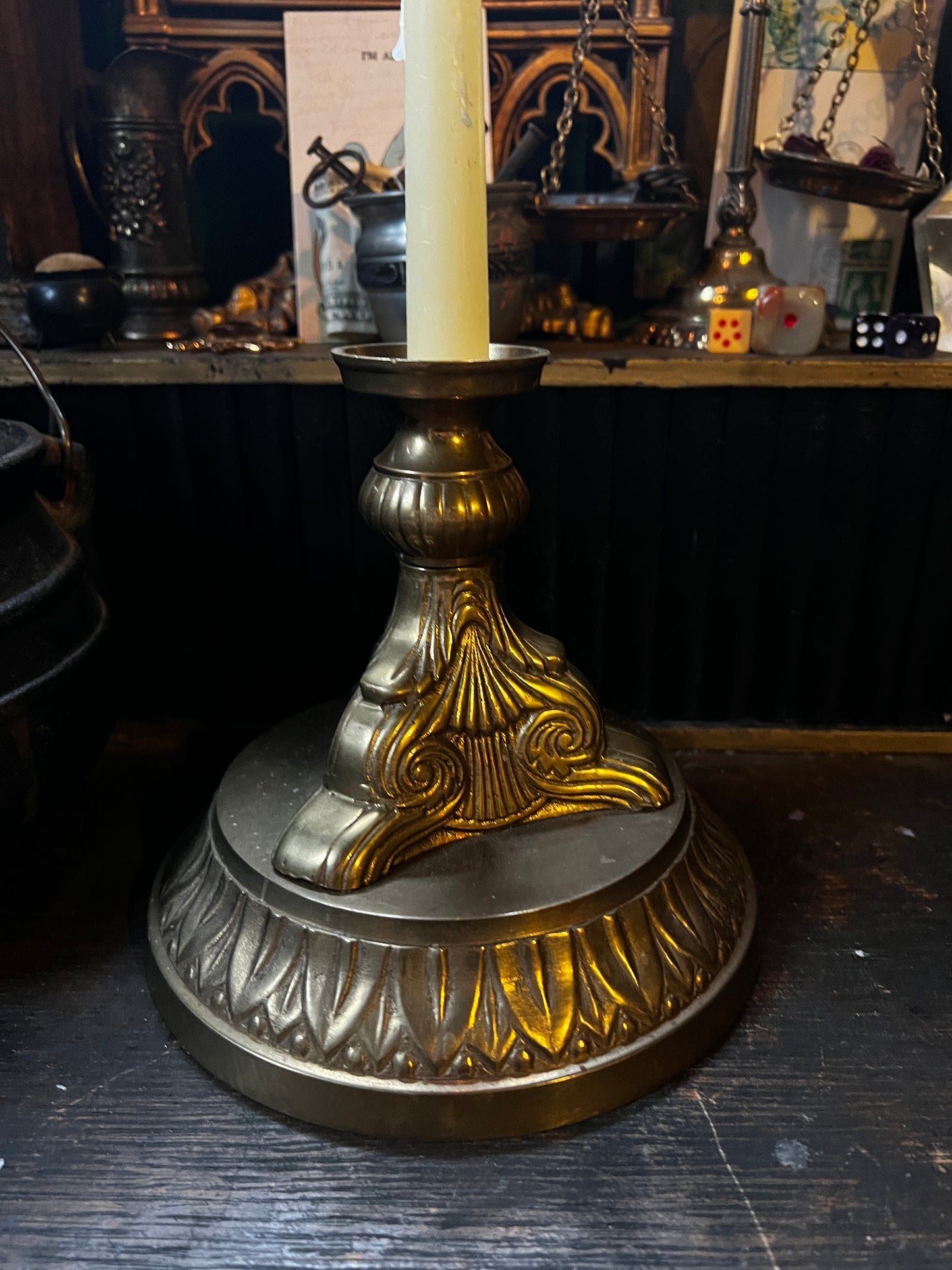 Hollywood Regency Brass Candlestick Holder