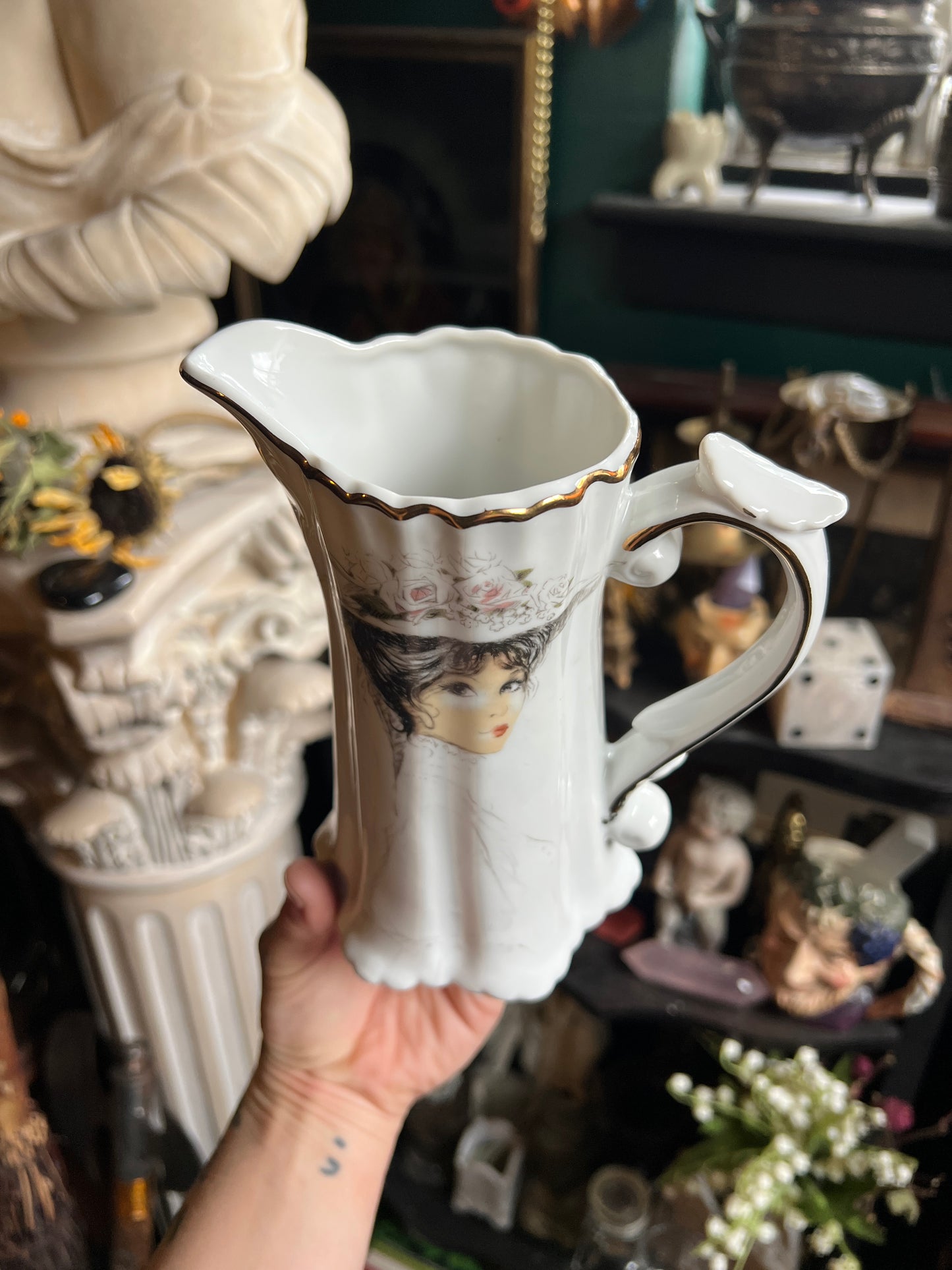 Victorian Lady Porcelain Pitcher