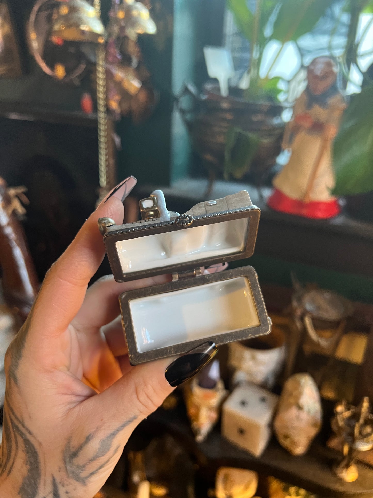 Midwest of Cannon Falls Horseless Buggie Antique Car Trinket Box