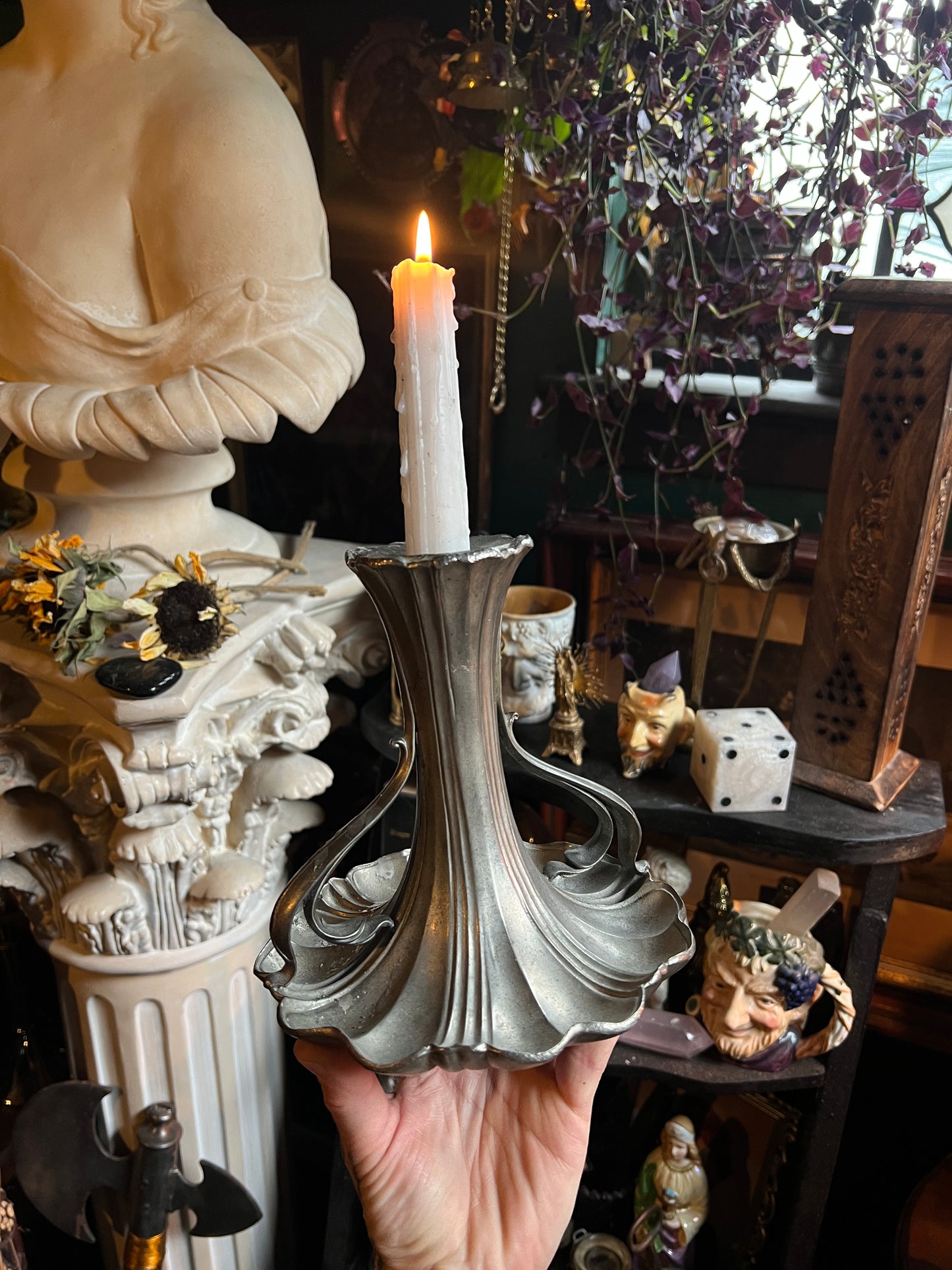 Quadruple Plated Antique Art Nouveau Candle Holder