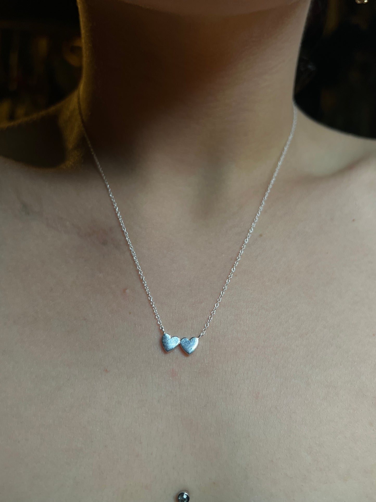 Double Heart Sterling Necklace