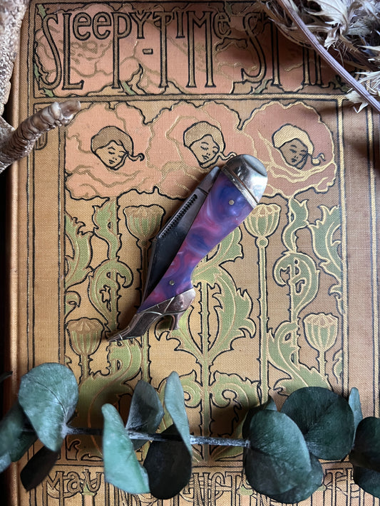 Pink & Purple Swirl Lady Leg Pocket Knife