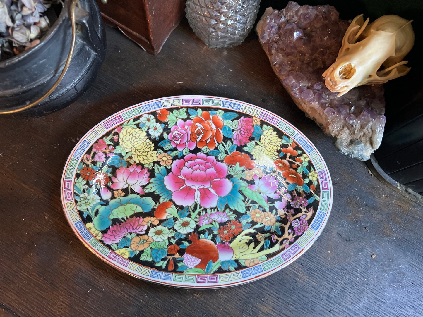 Chinese Mille Fleur Famille Rose Pattern Oval Plate
