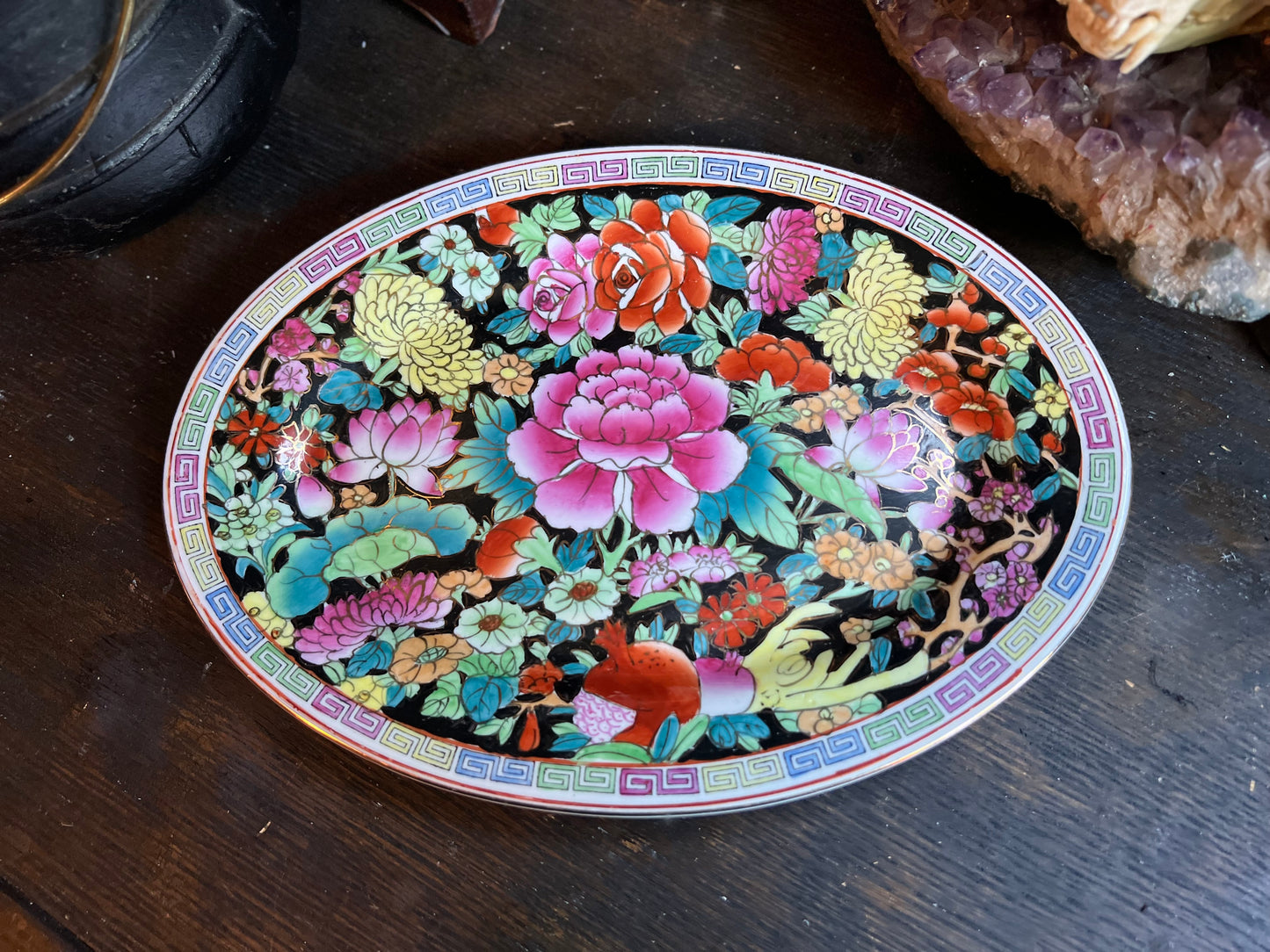 Chinese Mille Fleur Famille Rose Pattern Oval Plate
