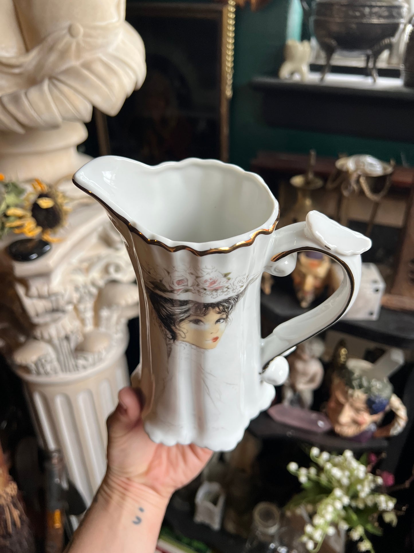 Victorian Lady Porcelain Pitcher