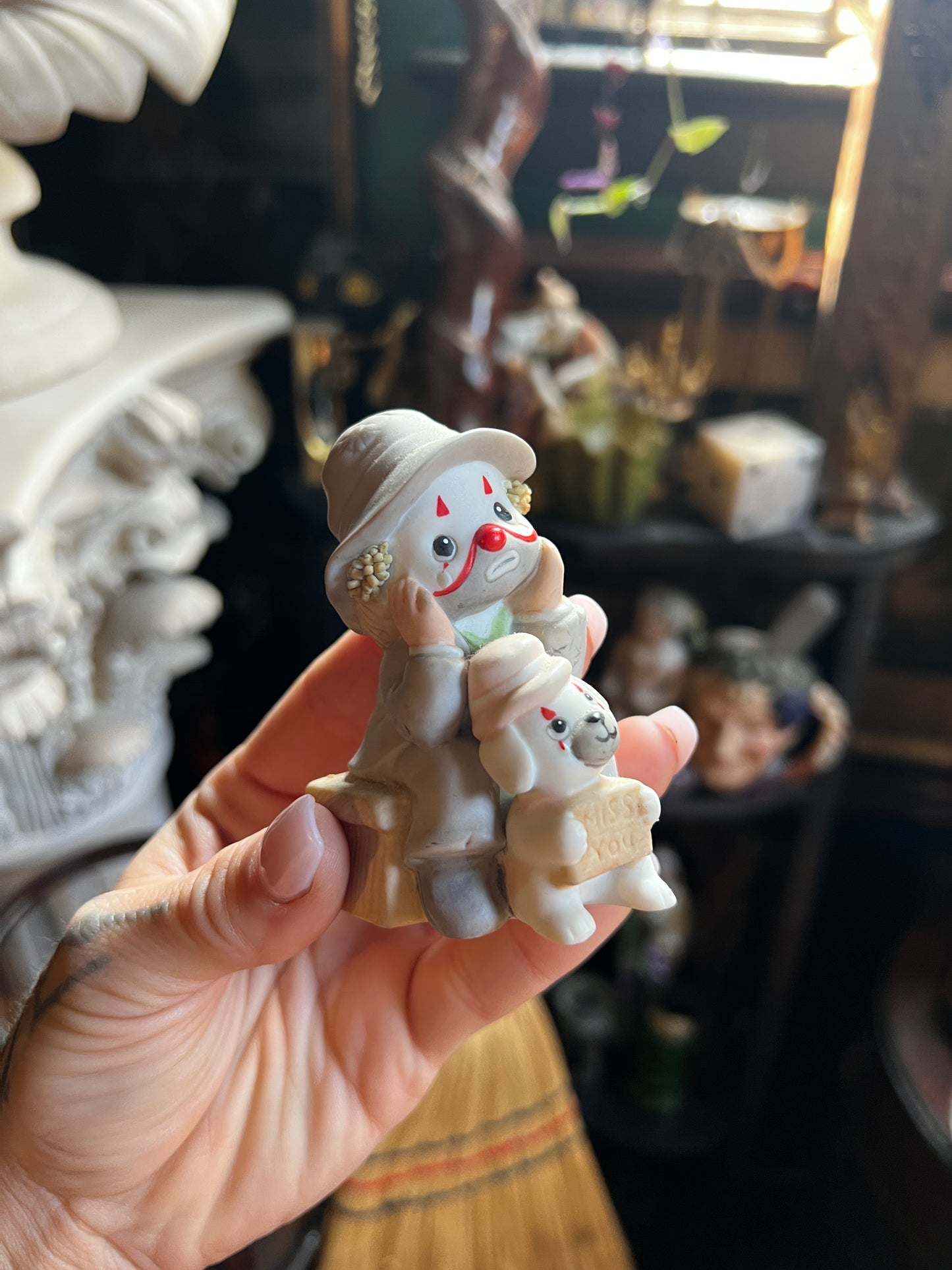 Enesco Hobo Clown Puppy Dog Miss You Porcelain Figurine